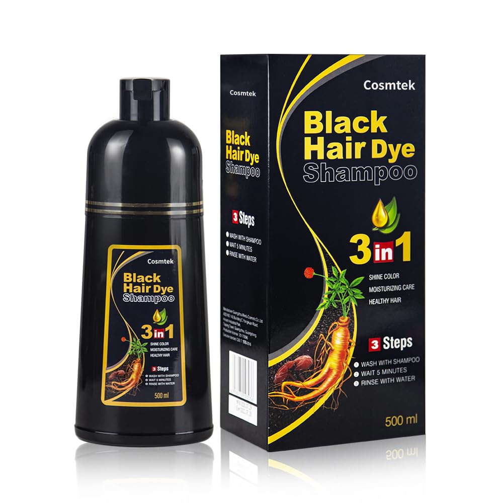 MEIDU Black Hair Dye Shampoo for Gray Hair, Semi-Permanent Hair Color Shampoo fo...