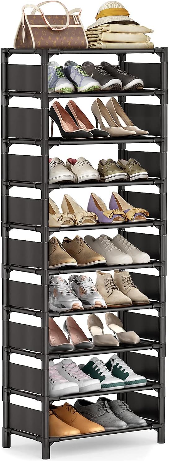 sunvito 10 Tiers Shoe Rack, Special Tall Narrow Shoe Rack, Innovative Sturdy Sta...