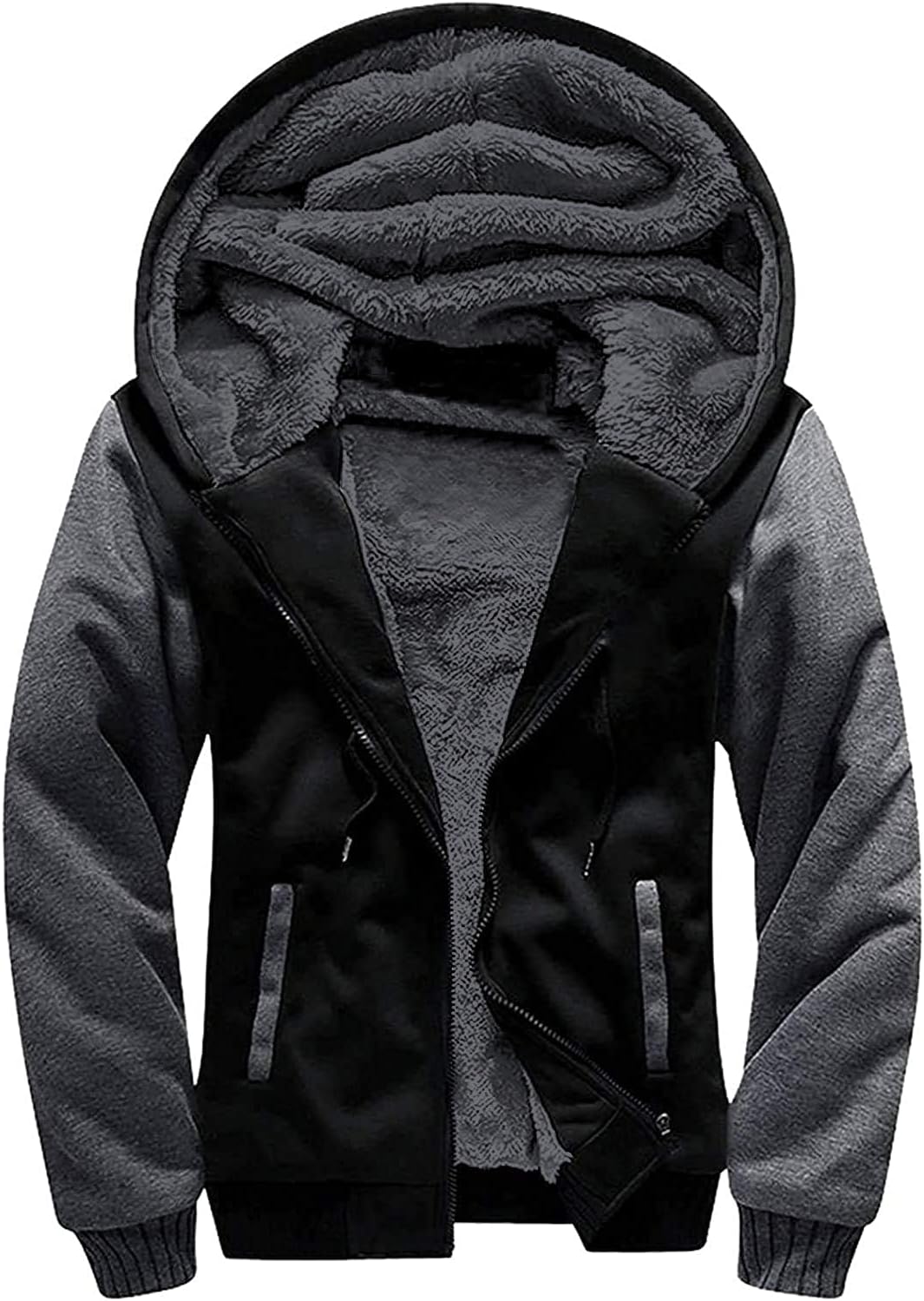 ZITY Men's Zip Up Hoodie Heavyweight Winter Sweatshirt Fleece Sherpa Lined Warm...