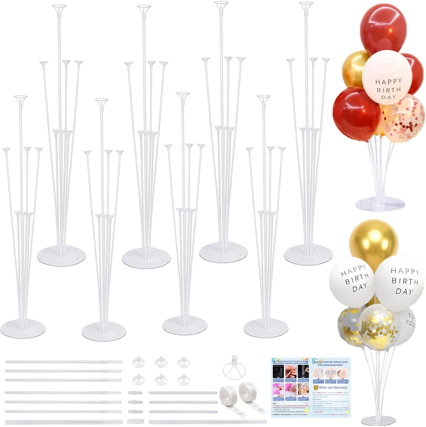 8 Pack Balloon Stand Kit, Balloon Stands with Base for Table Floor Centerpieces,...