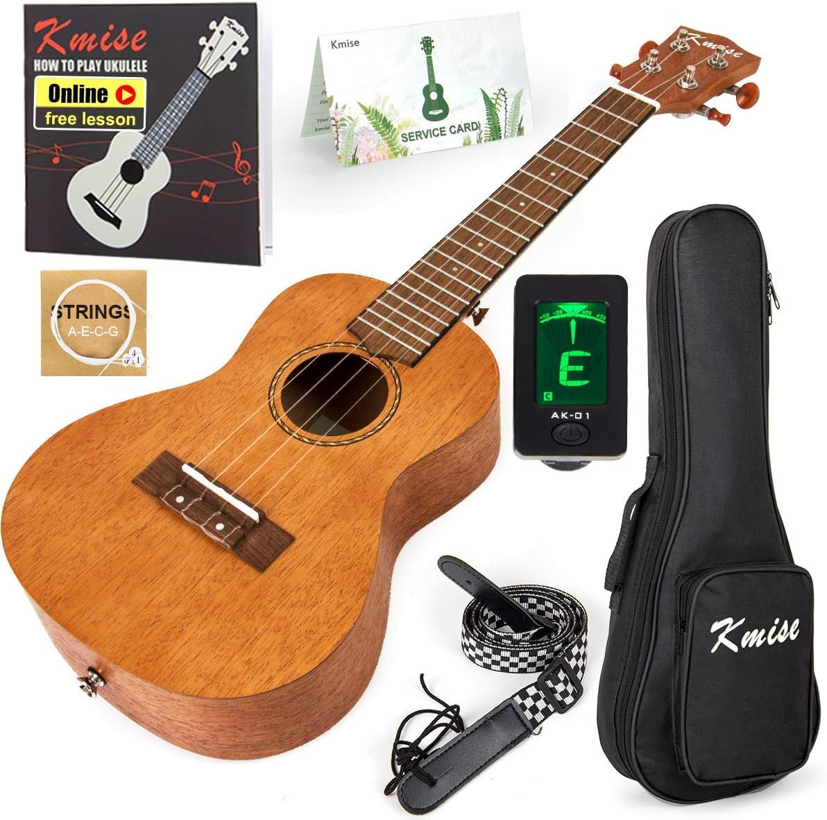 Kmise Concert Ukulele Kit Vintage Uke for Beginner With Starter Pack ( Gig Bag T...