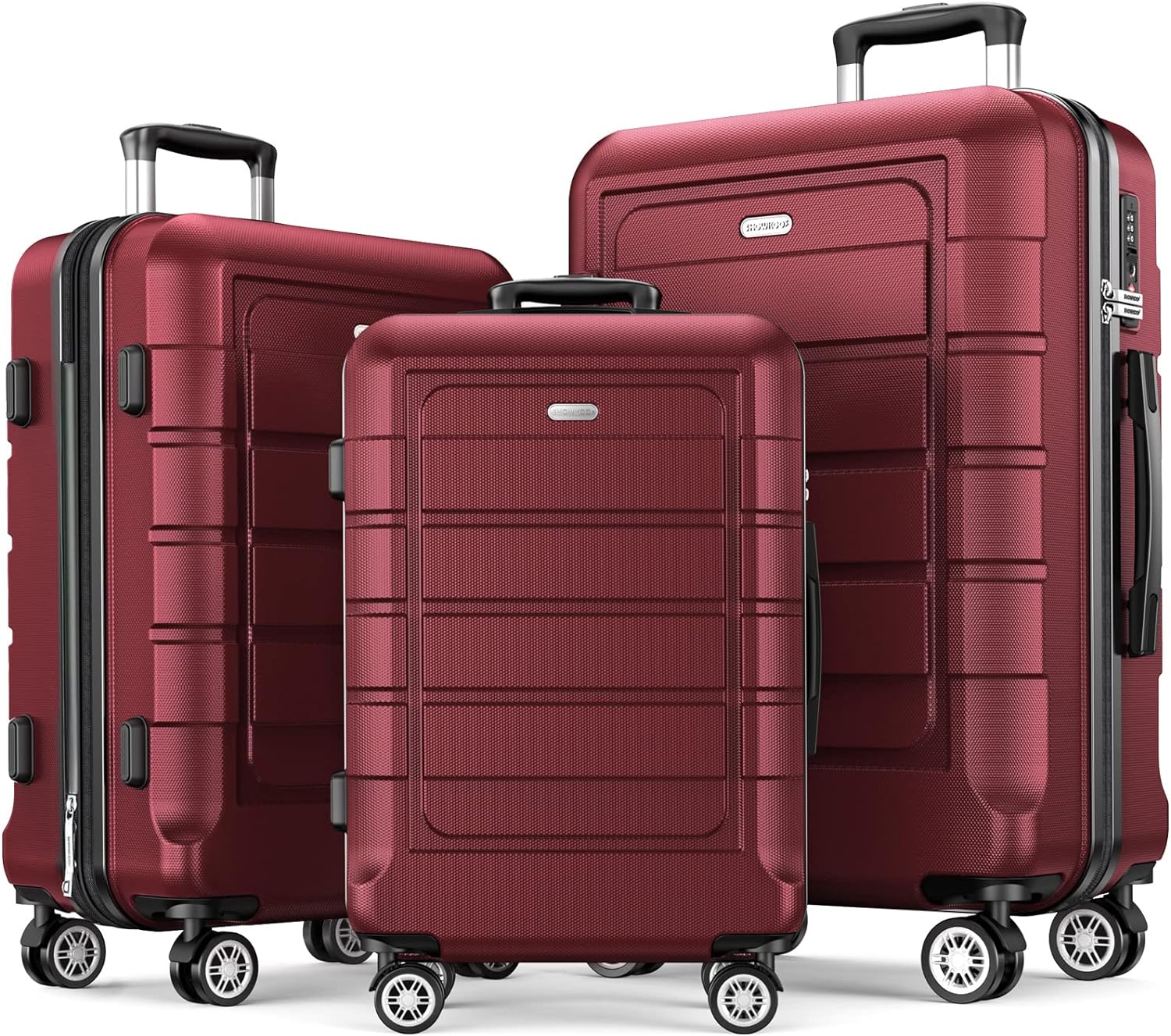 SHOWKOO Luggage Sets, Special Hard Shell PC ABS Expandable Luggage, Innovative L...