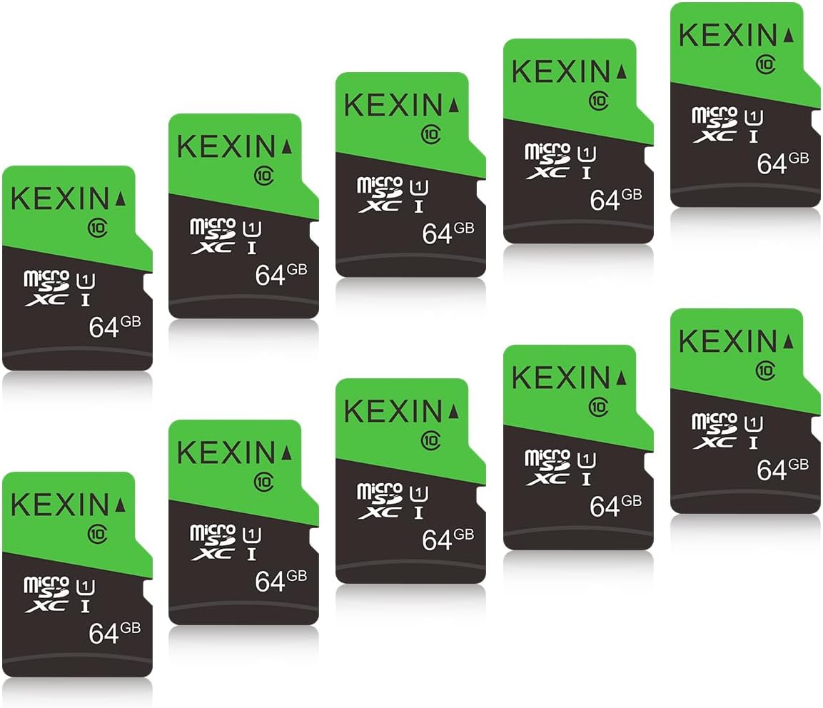 KEXIN 64GB Micro SD Cards SD Adapter 10 Pack MicroSDHC Memory Card Class 10 UHS-...