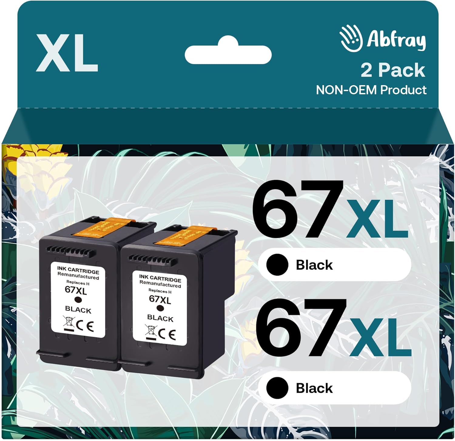 Remanufactured Ink Cartridge Replacement for HP 67XL (Black, 2-Pack), Use with H...