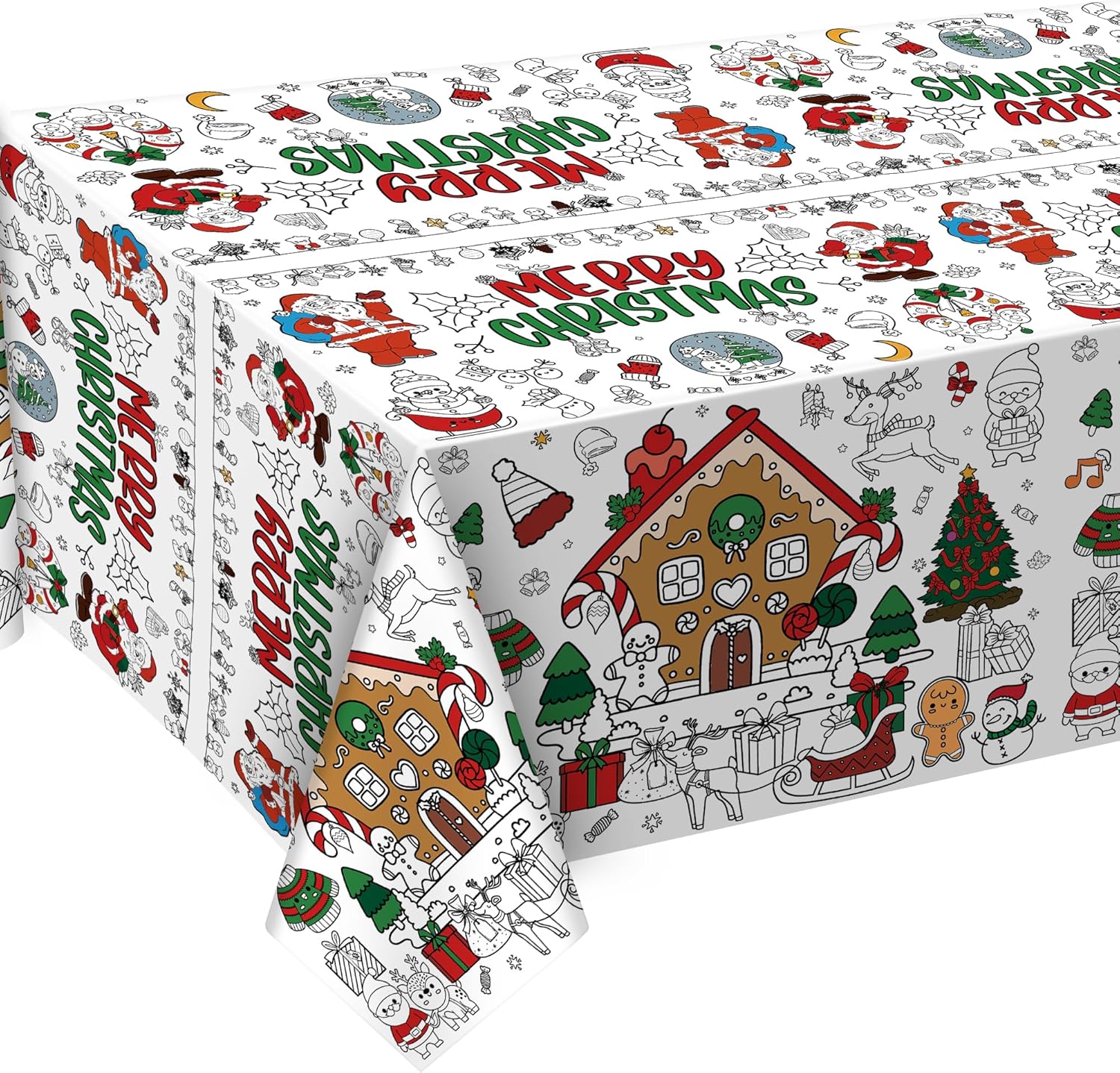 OHOME Christmas Coloring Tablecloth - Christmas Decorations | Christmas Table De...