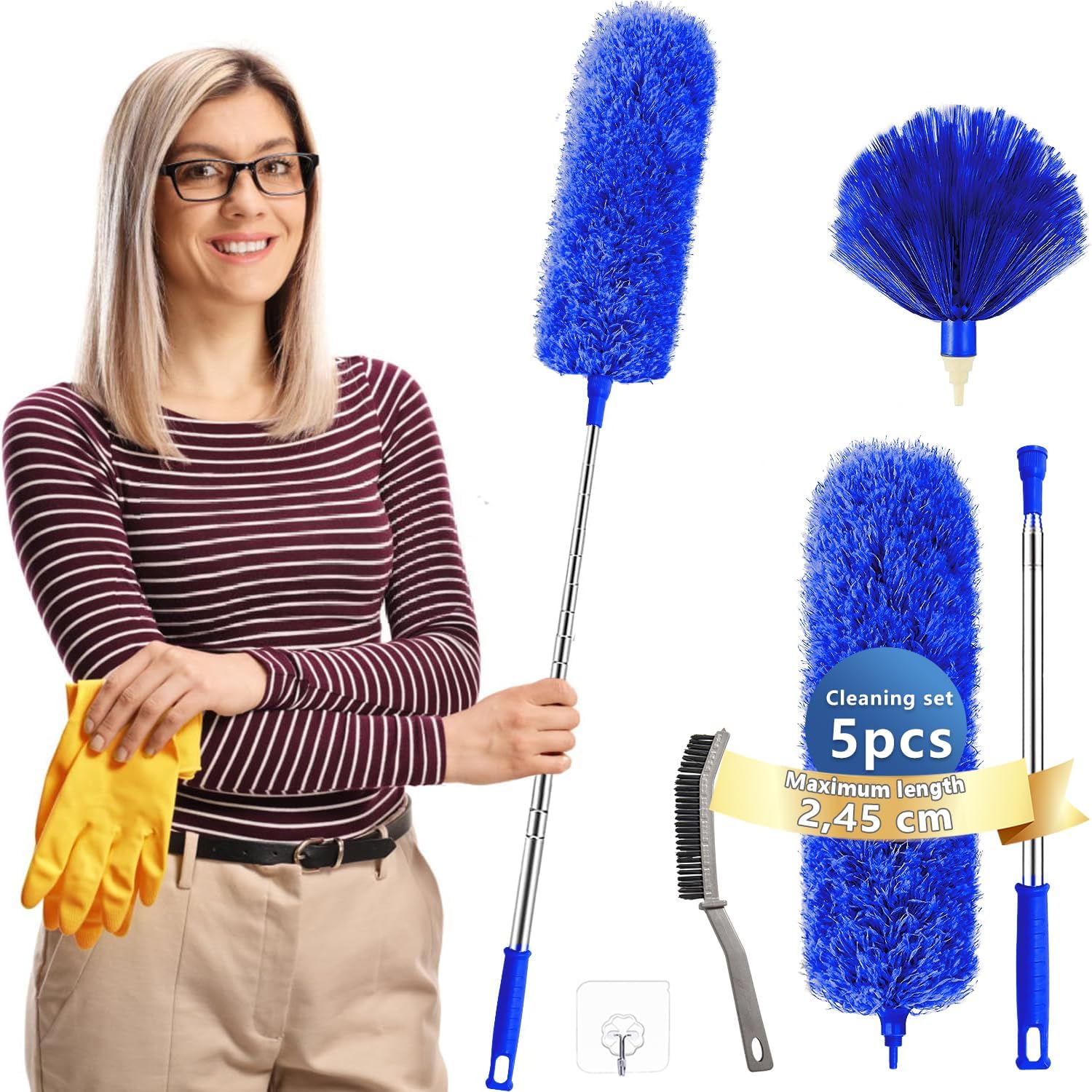 Feather Duster,Dusters For Cleaning Extendable,With30-245cm Pole Telescopic Cobw...
