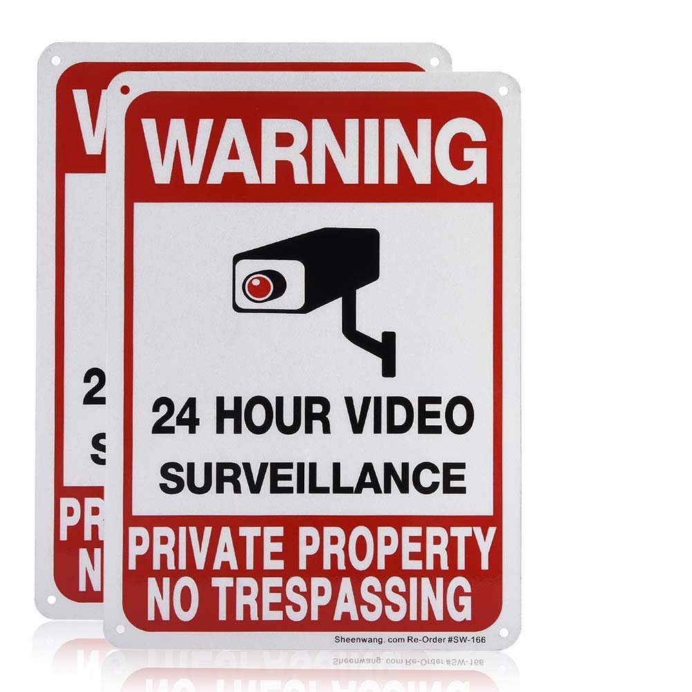 Sheenwang 2-Pack Private Property No Trespassing Sign, video surveillance signs...