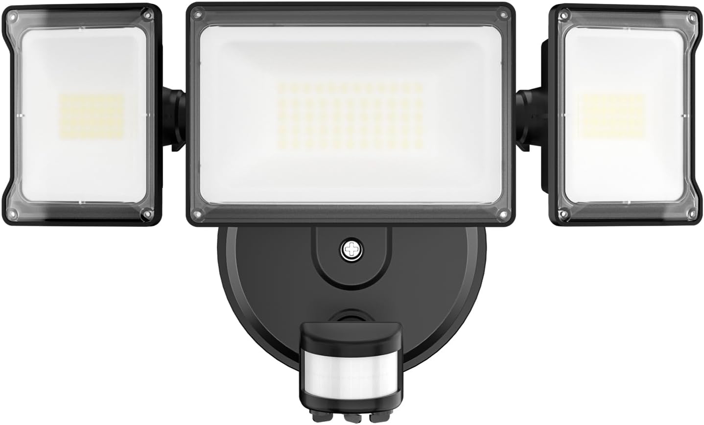 Onforu 65W Motion Sensor Outdoor Lights, 6000lm 6500K Daylight Flood Lights Outd...