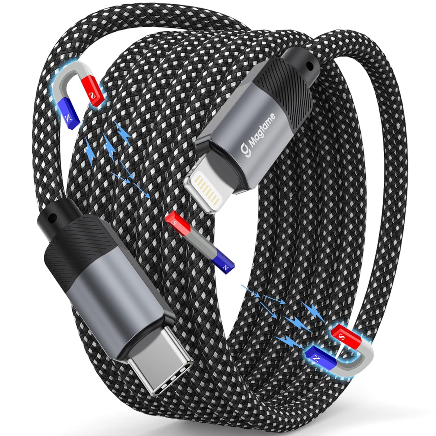 Magtame Magnetic Coiled USB C to Lightning Cable 30W - 1M iPhone Charger Cord Fa...