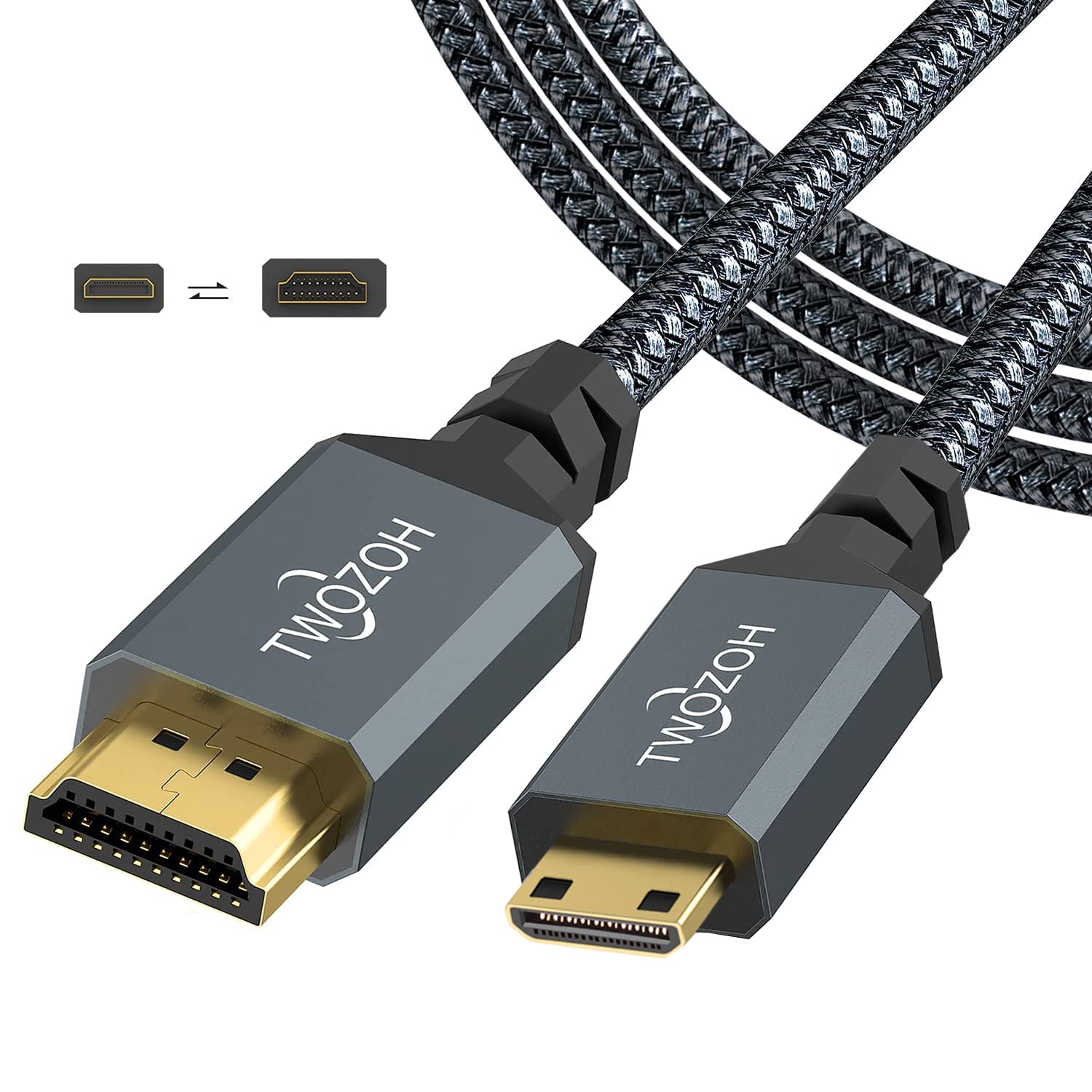 Twozoh Long Mini HDMI to HDMI Cable 7.5M, 4K 60Hz High-Speed HDMI to Mini HDMI 2...