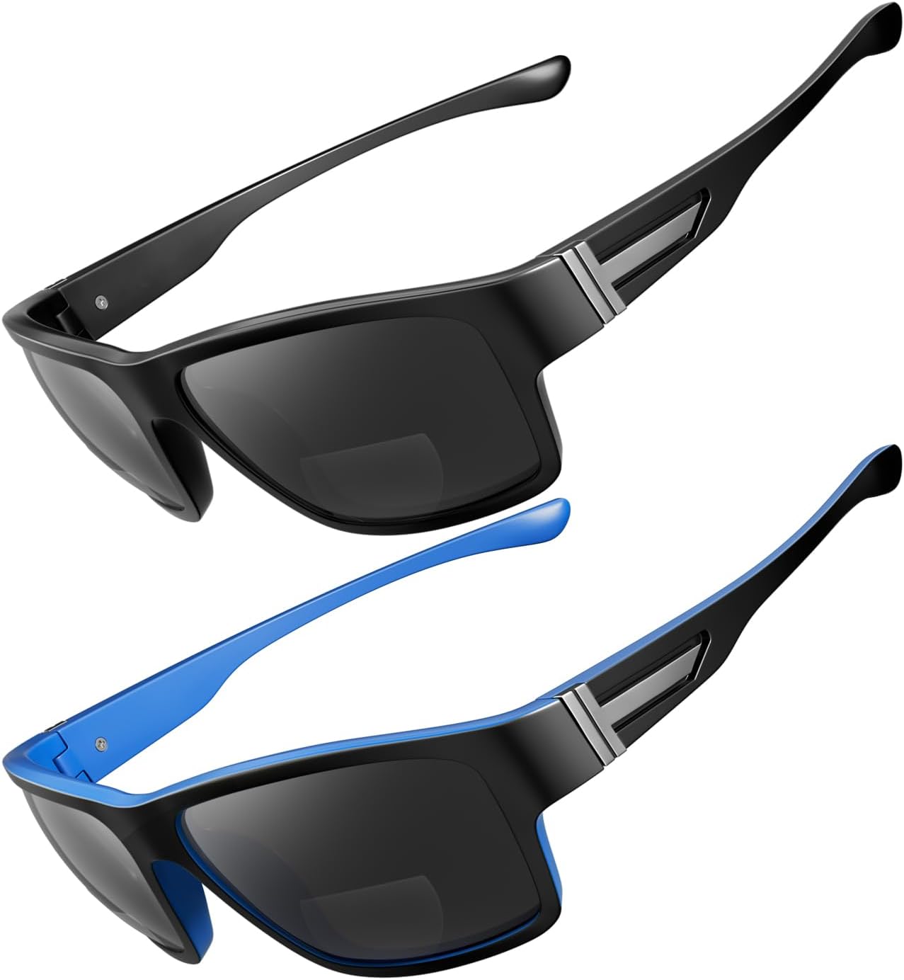 2 PACK Upgraded Unbreakable Bifocal Reading Sunglasses Men TR90 Frame Wrap Aroun...