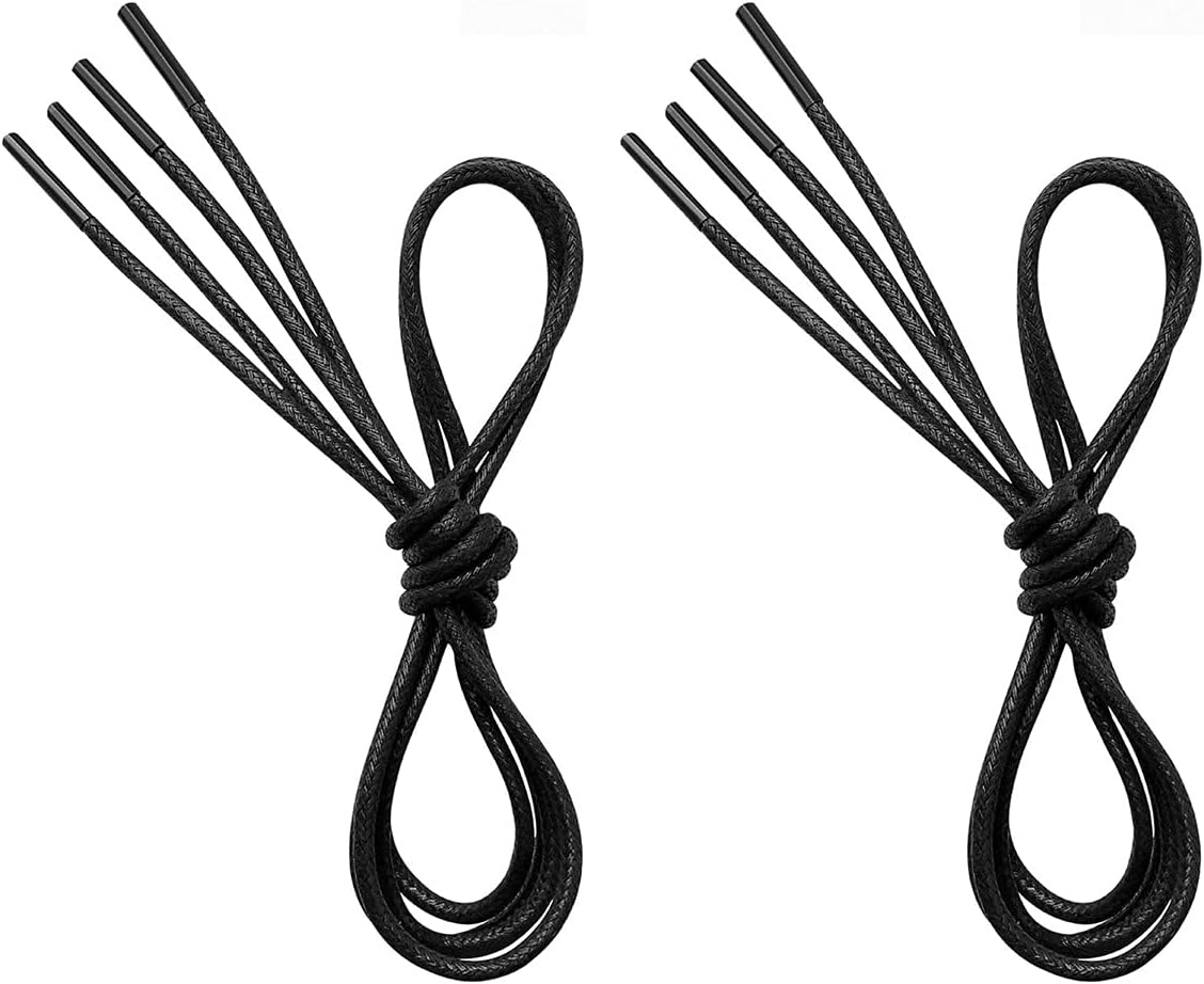 VSUDO 2 Pairs Waxed Round Dress Shoe Laces for Mens Dress Shoes, 1/8" Thin Busin...