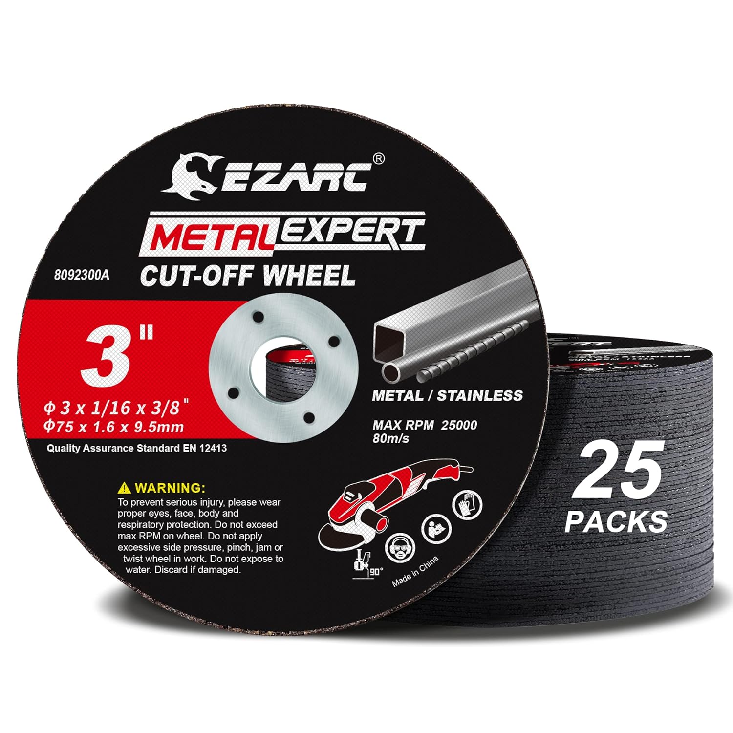 EZARC Cut Off Wheels 25 Pack, 3” x 1/16” x 3/8” Cutting Wheel, Metal & Stainless...