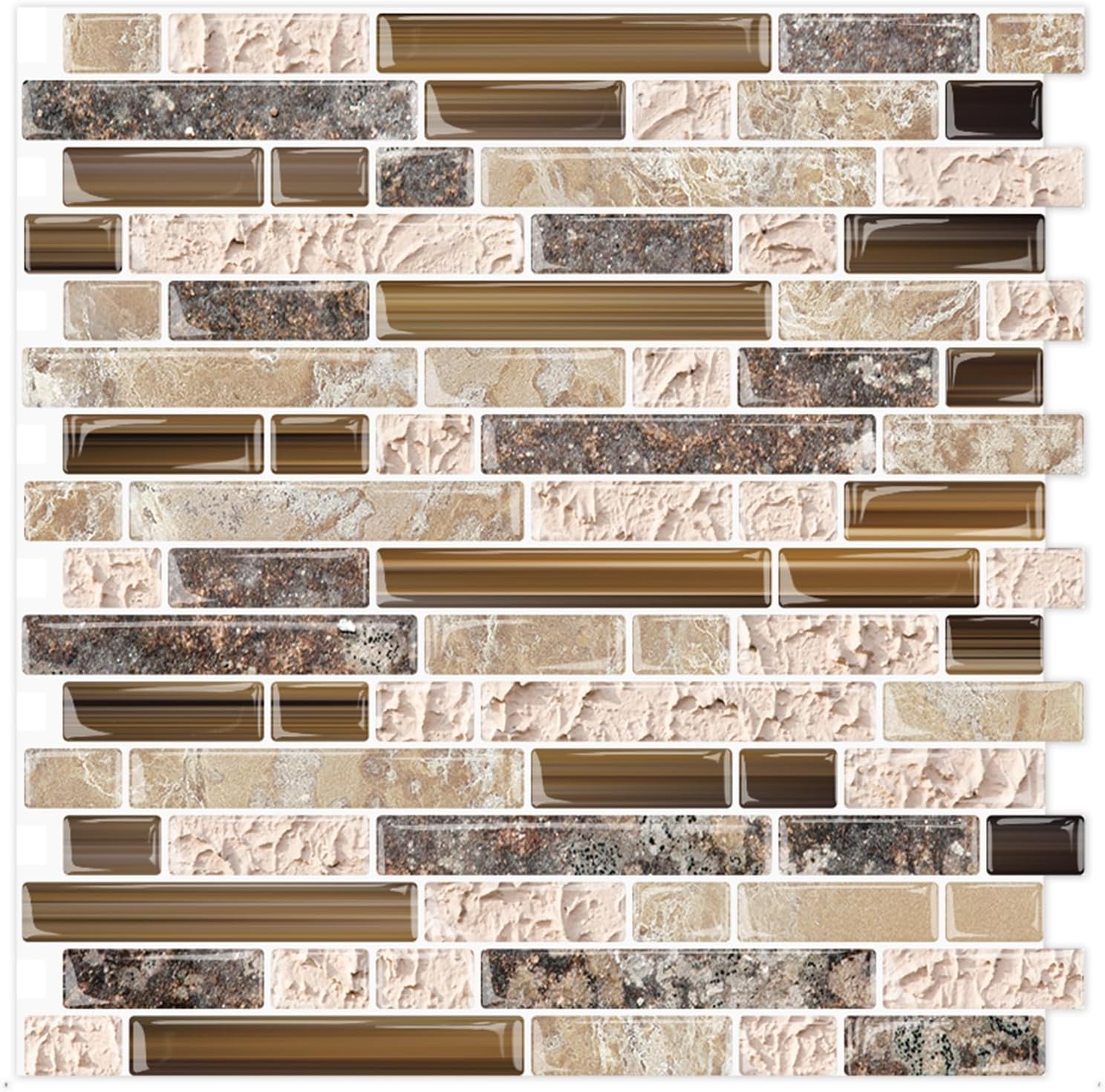 Yipscazo 10 Sheet 12''x12'' Peel and Stick Backsplash Tile for Kitchen Adhesive...