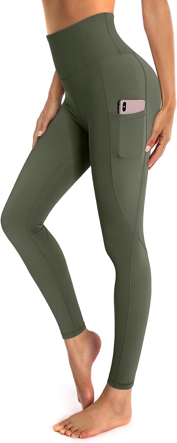 OUGES Womens High Waist Yoga Pants with Pockets Workout Running Gym Leggings M O...