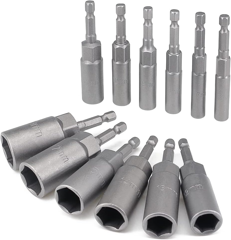 imatenn Deeper Sockets, 6-19mm Nut Setter Driver Drill Bit Set, 1/4 inch Hex Sha...