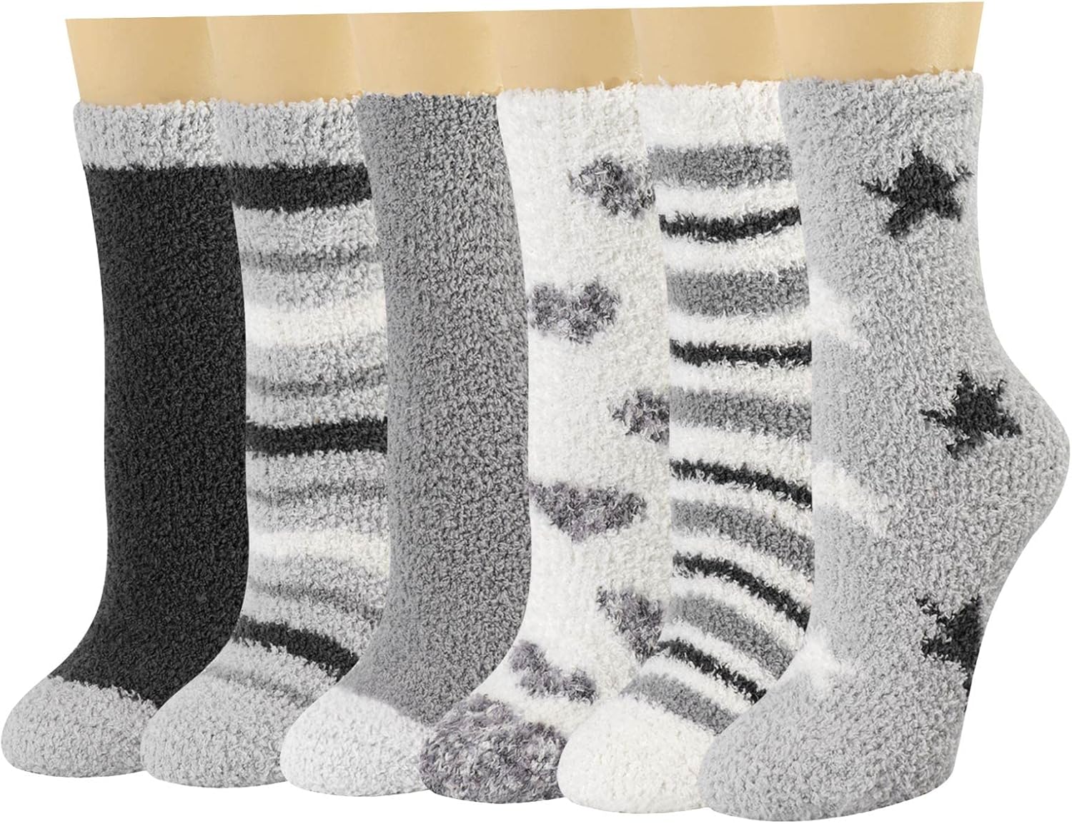 HIALTODAY Bed Fluffy Socks for Womens and Girls, 6 Pairs Winter Warm Cosy Socks...