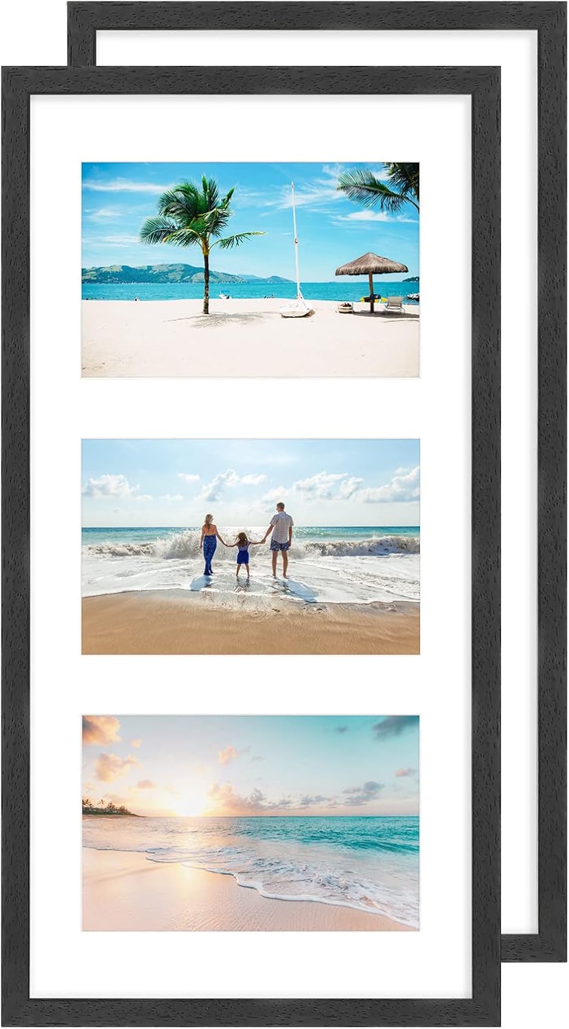 Multi 3 Aperture Picture Frame with Mount for 6x4 inch(10 x 15 cm) pictures,Blac...