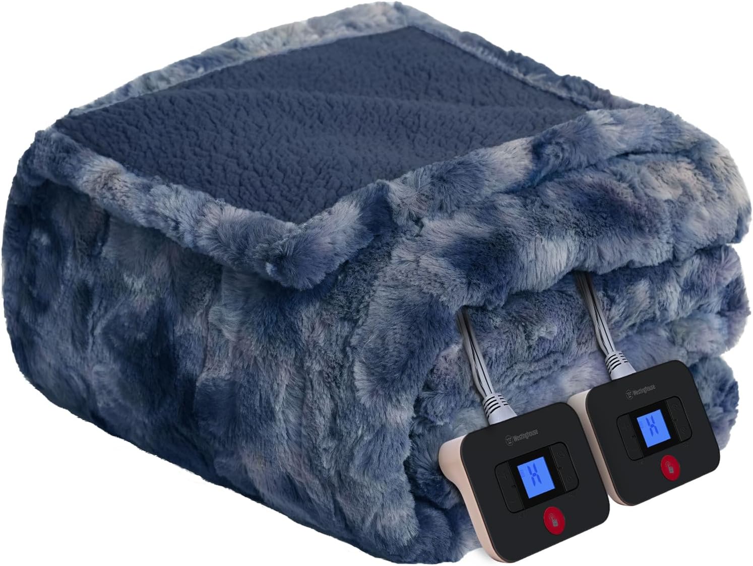 Westinghouse Electric Blanket Queen, Faux Fur Heated Blanket with 10 Heating Lev...