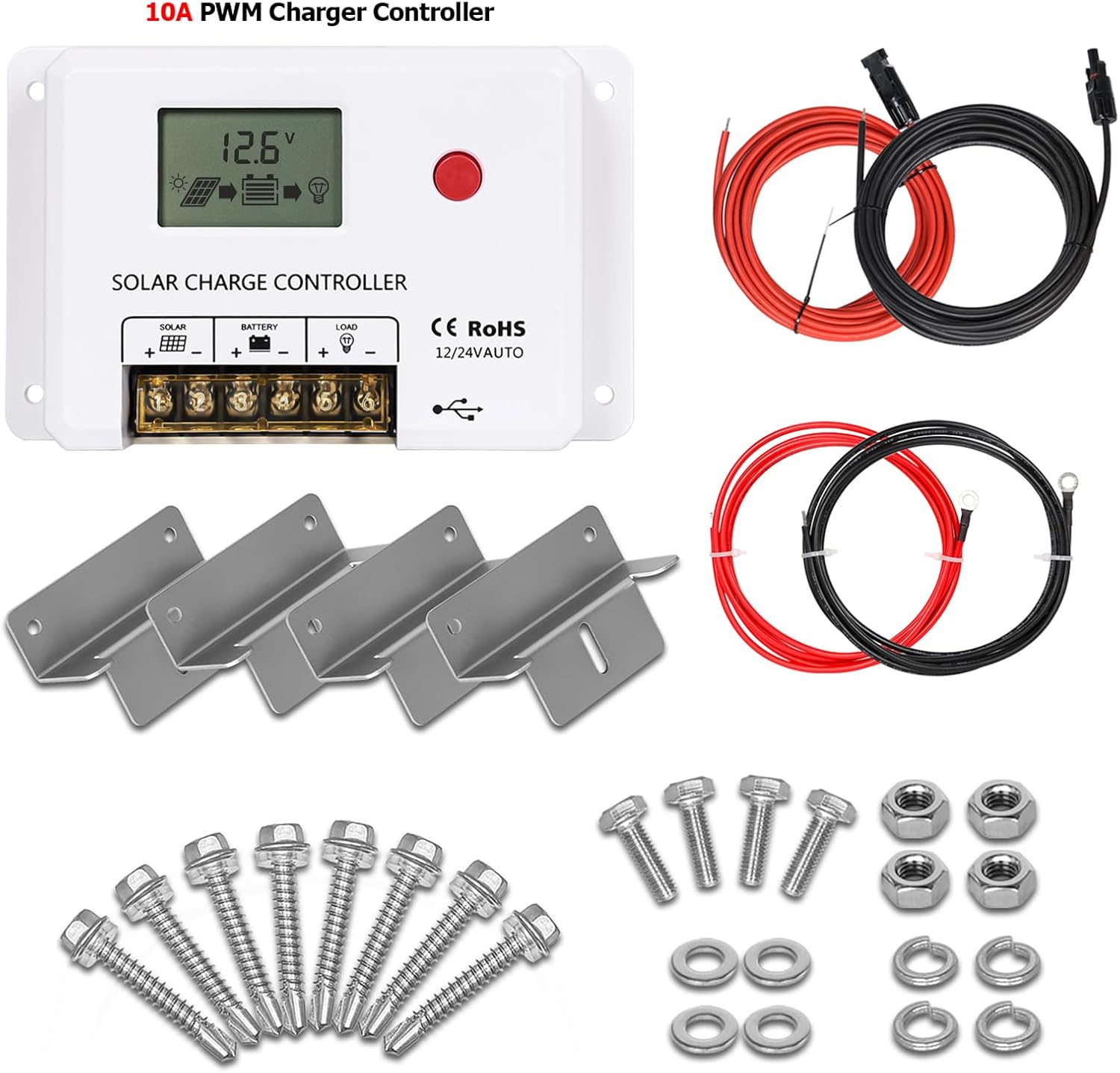 WEIZE 30 Amp 12V/24V PWM Solar Charge Controller with LED Display for AGM, Gel,...