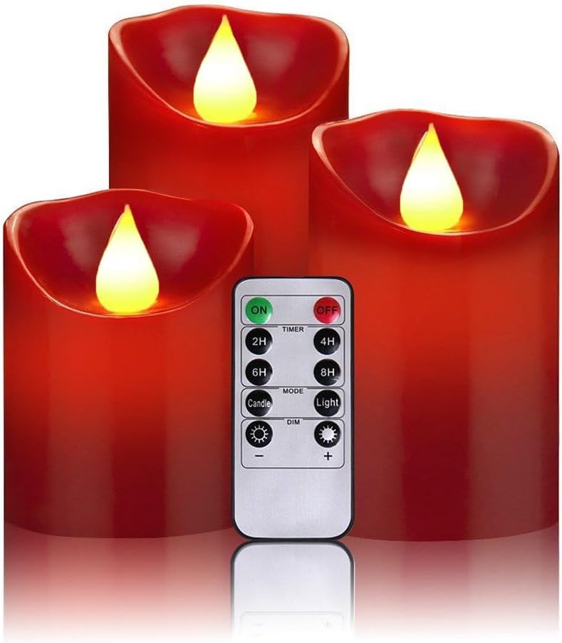 OSHINE LED Candles, Battery Candles, 300+ Hour Decorating Pillars, Set of 3, 10...