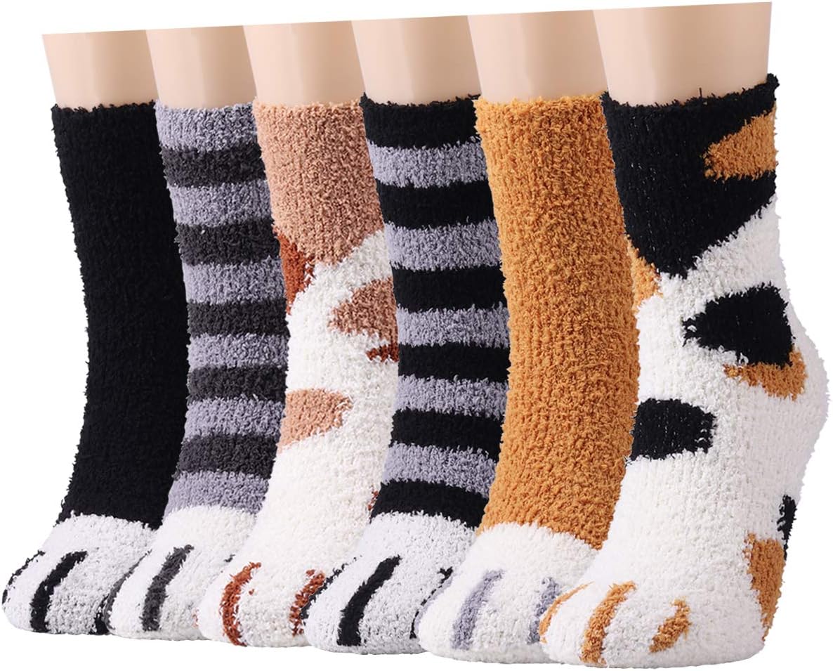 Fluffy Socks for Women - 6 Warm Pairs Winter Cozy Girls Super Soft Fuzzy Home Be...