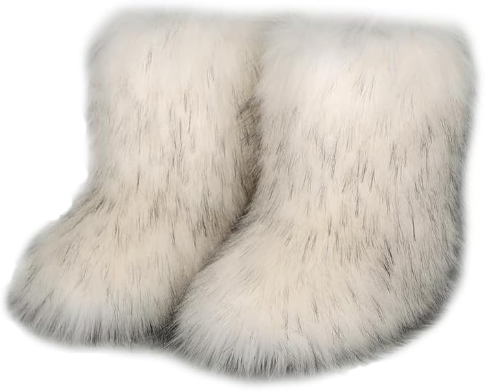 Valpeak Snow Boots for Women 2024 Furry Boots Winter Knee High Flat Heel Fluffy...