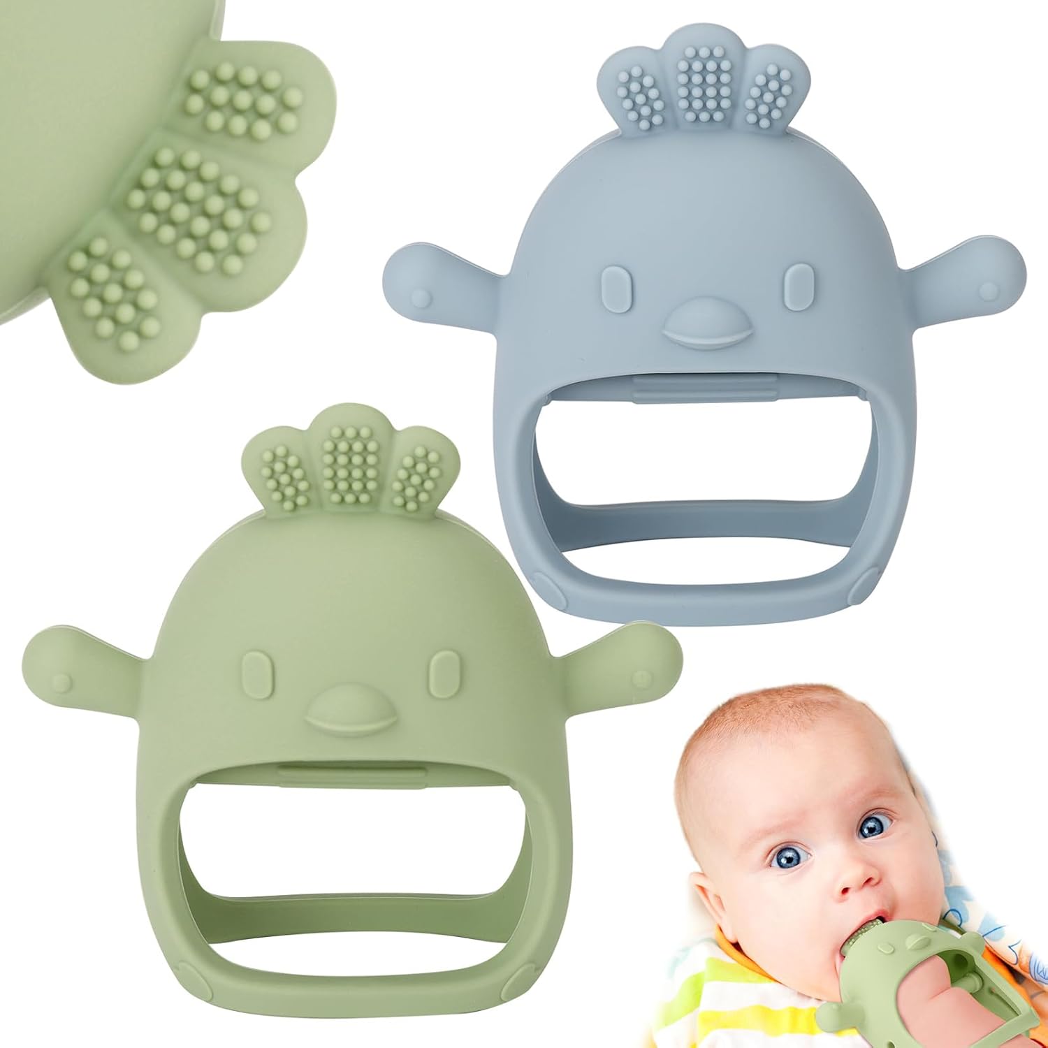 Socub 2 Pack Silicone Baby Teether Toys, Special Teething Toys for Infants 3 Mon...