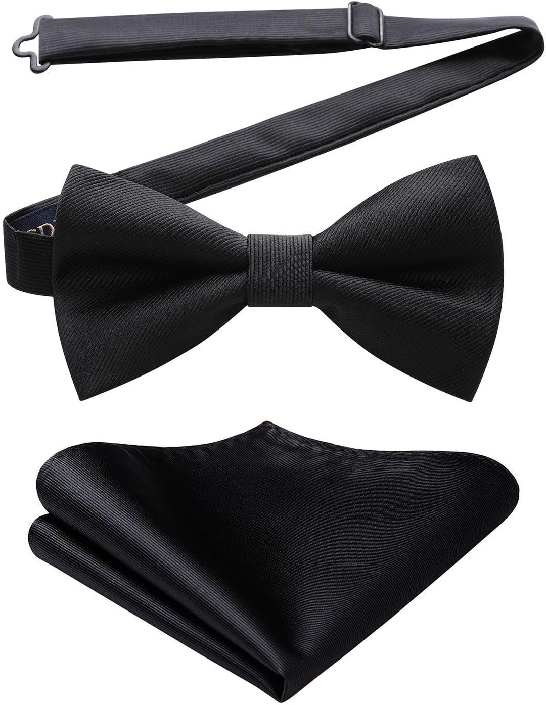 HISDERN Bow Tie for Men Solid Color Pre-tied Bow Tie Adjustable Tuxedo Two Layer...