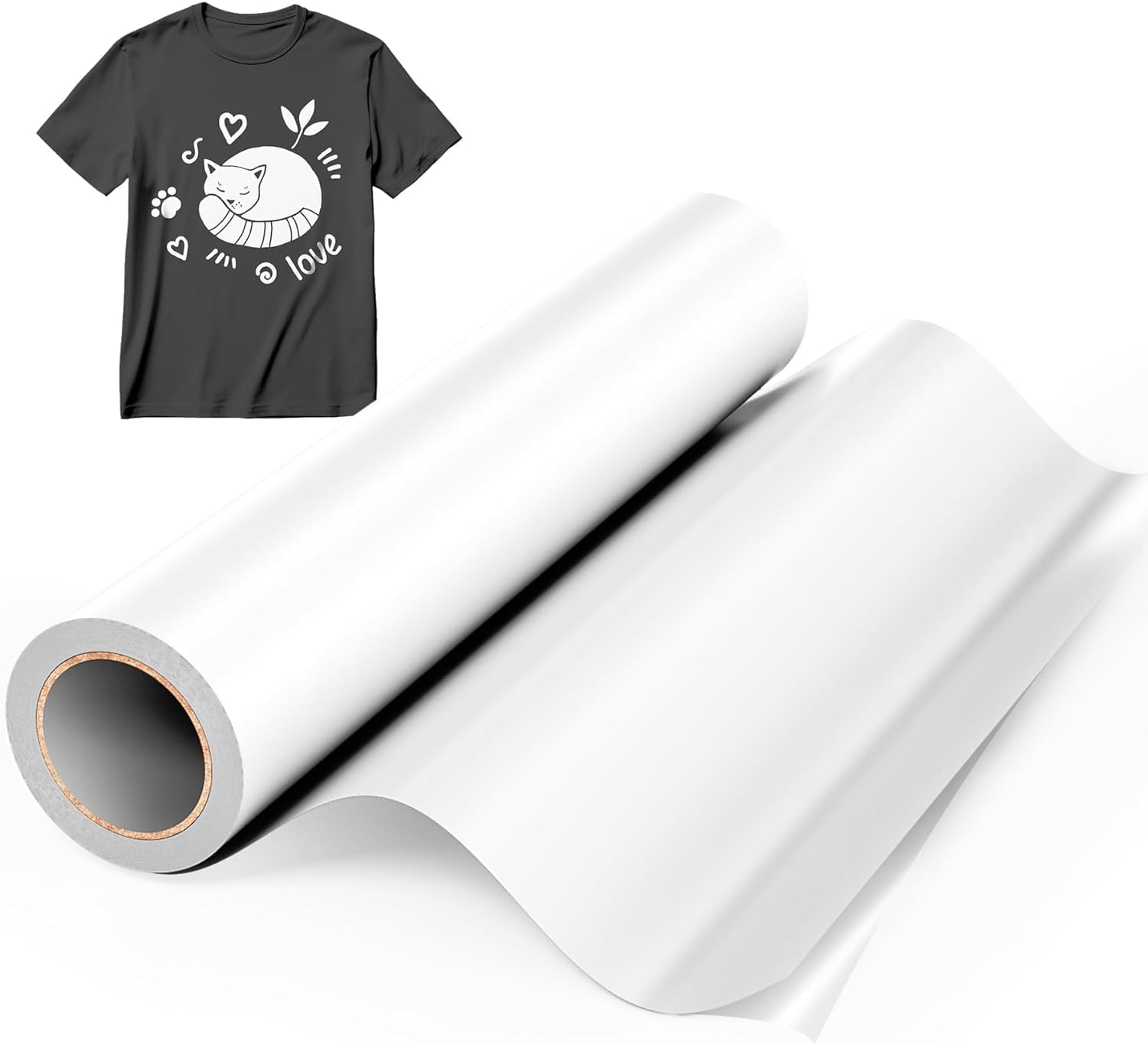 White HTV Heat Transfer Vinyl,12" x8ft White Iron on Vinyl for T Shirts, White H...