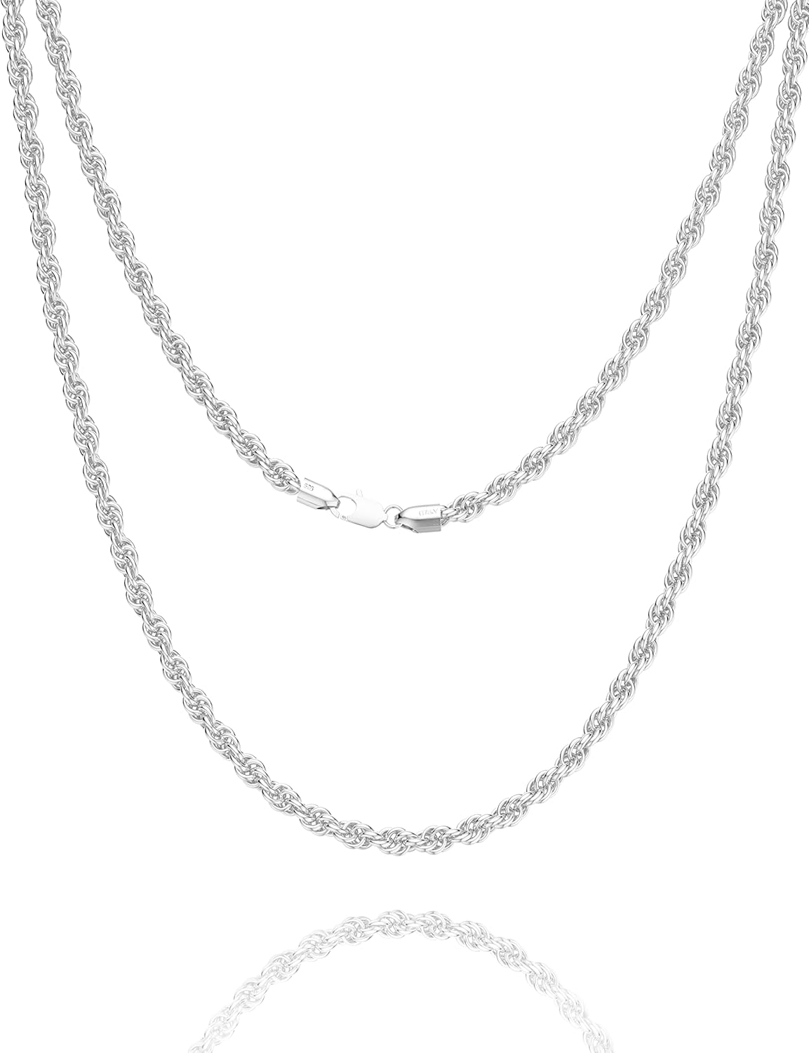 Waitsoul 925 Sterling Silver Rope Chain Lobster Clasp 2/2.5/3/4/5mm Gold/Silver...