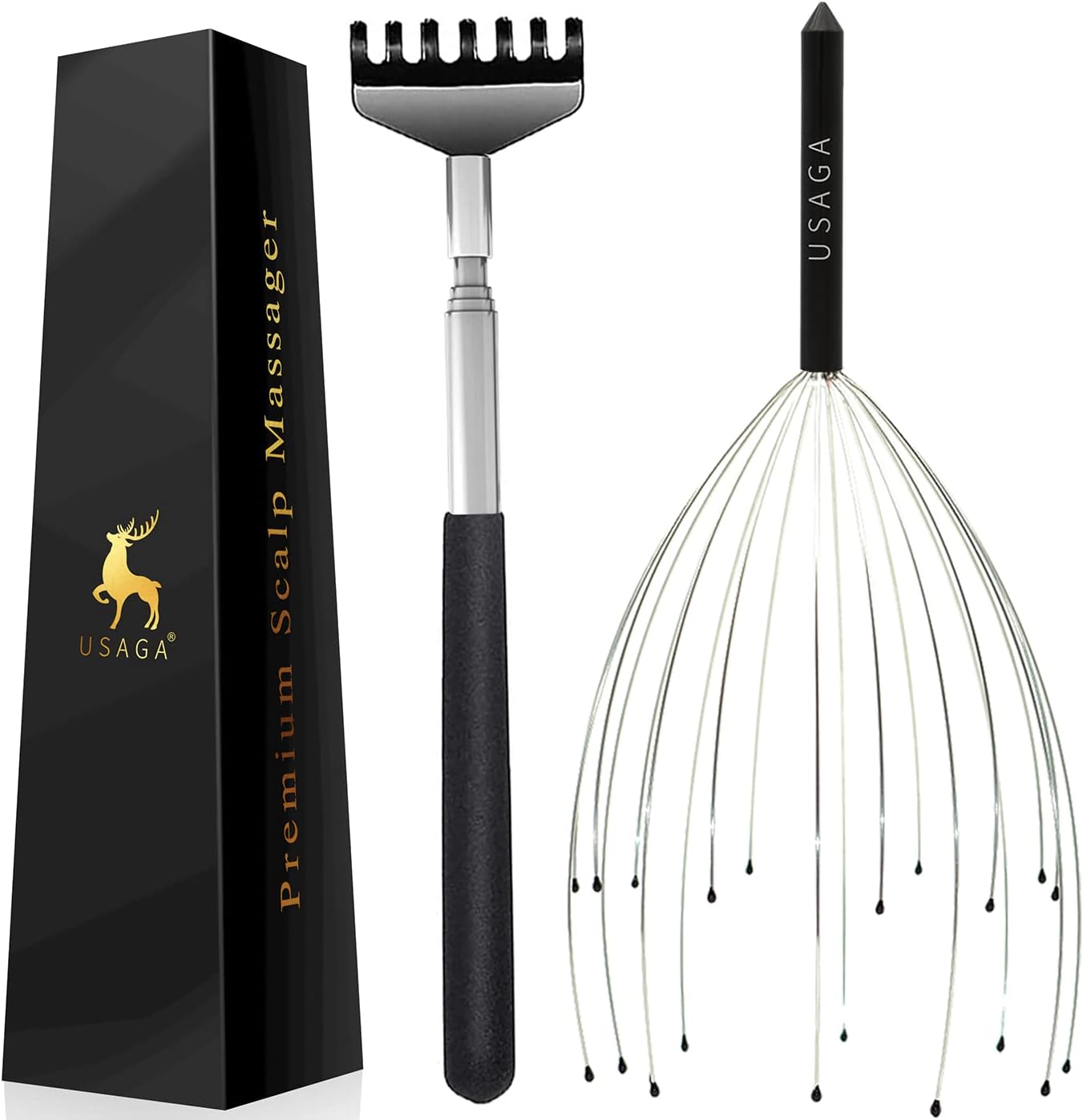 USAGA 20 Fingers Head Massager Scalp Scratcher Head Scratcher Extendable Back Sc...