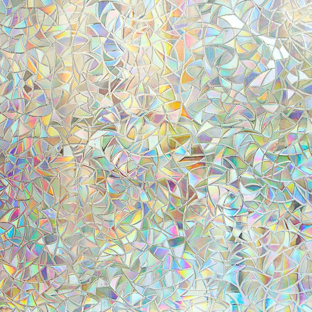 3D Rainbow Window Film Privacy Decorative Window Sticker for Glass Non-Adhesive...