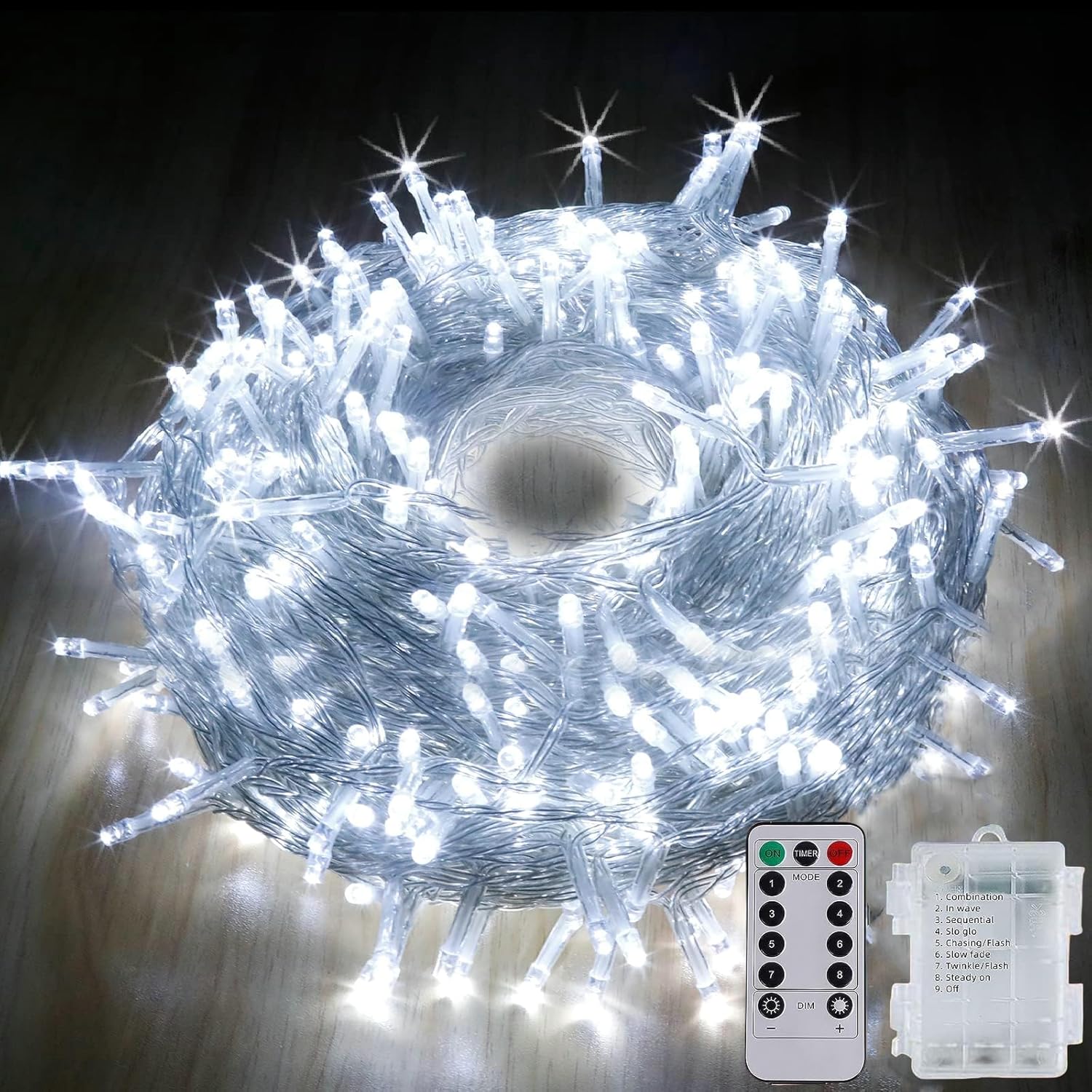 Fairy Lights Battery Powered 12m 120 LED String Lights with Remote 8 Modes Water...