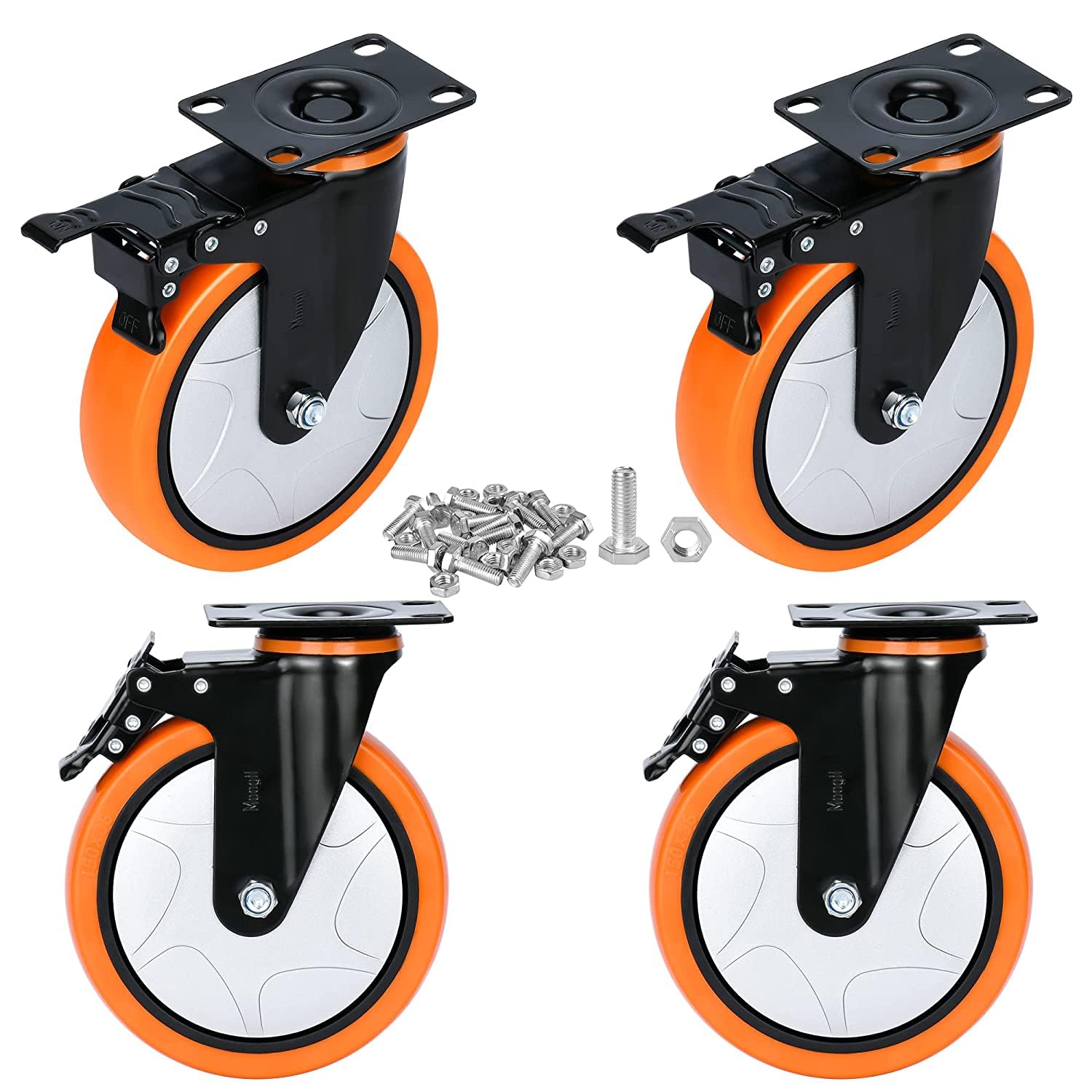 6 inch Heavy Duty Casters Load 2800lbs,Perfect Design Structure in Lockable Bear...