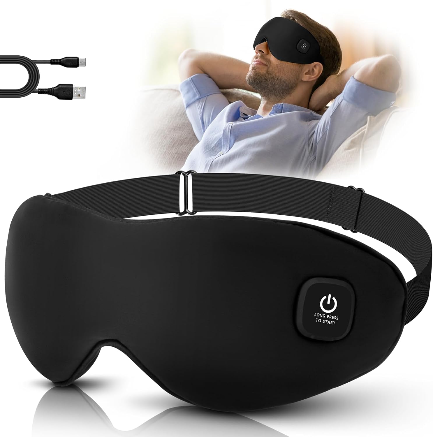 Silk Cordless Heated Eye Mask, Washable Heat Eye C...