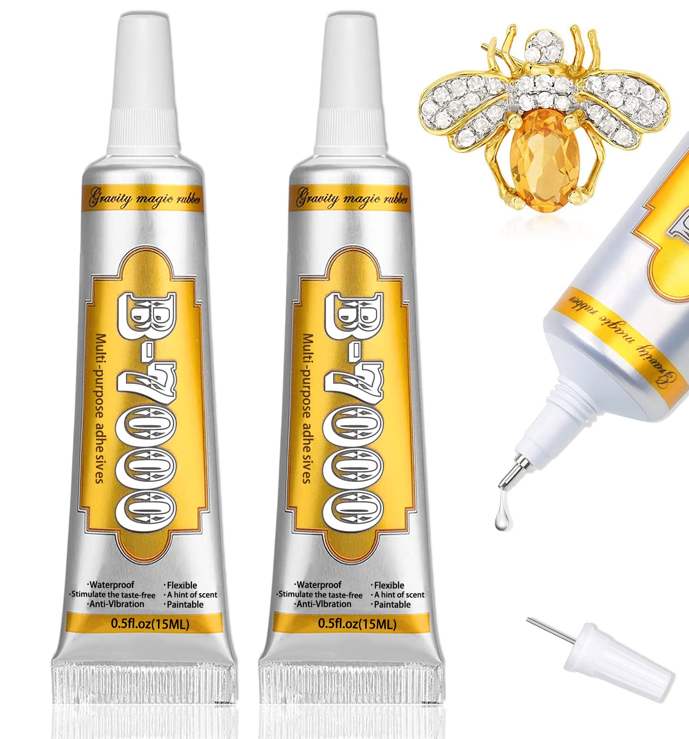 Clear B7000 Jewelry Glue - 2 * 15ml/0.5 fl oz Multipurpose Adhesive for Rhinesto...