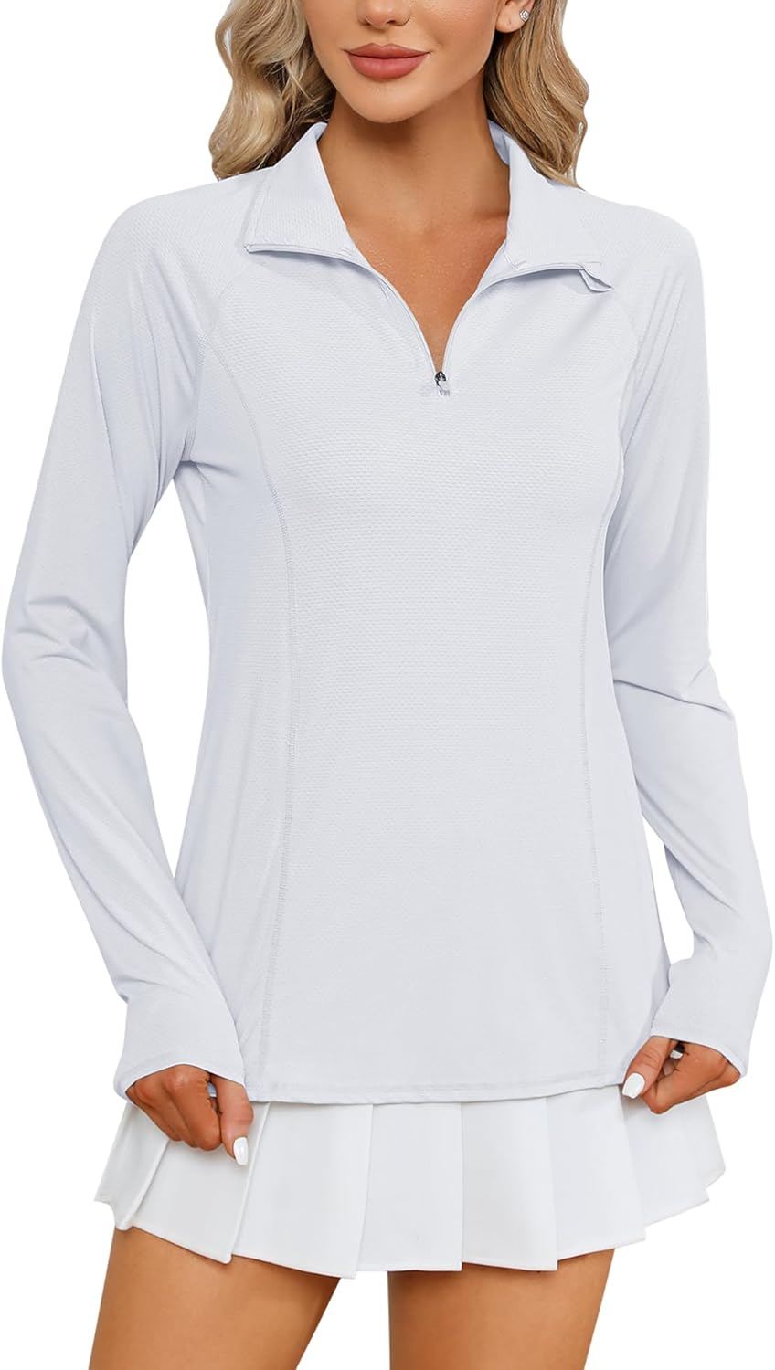 LOMON Women Long Sleeve Shirts, Special Sun Protection Shirts with 1/4 Zip, Inno...