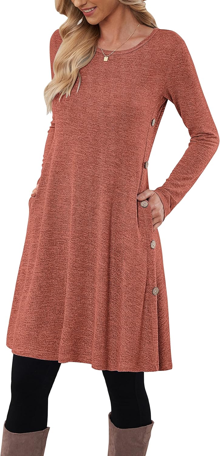 MOLERANI Jumper Dress for Women Long Sleeve Dress Ladies Button Casual Tunic Dre...