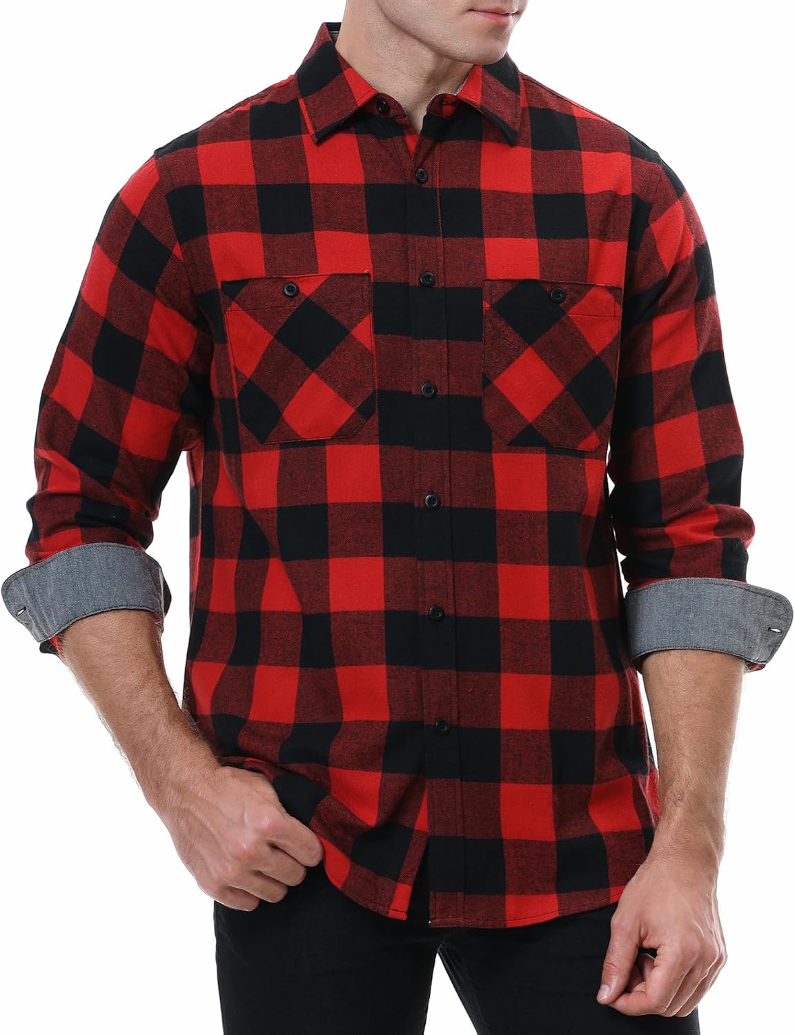 WARHORSEE Flannel Shirt for Men Long Sleeve Regular Fit Button Down Casual Plaid...