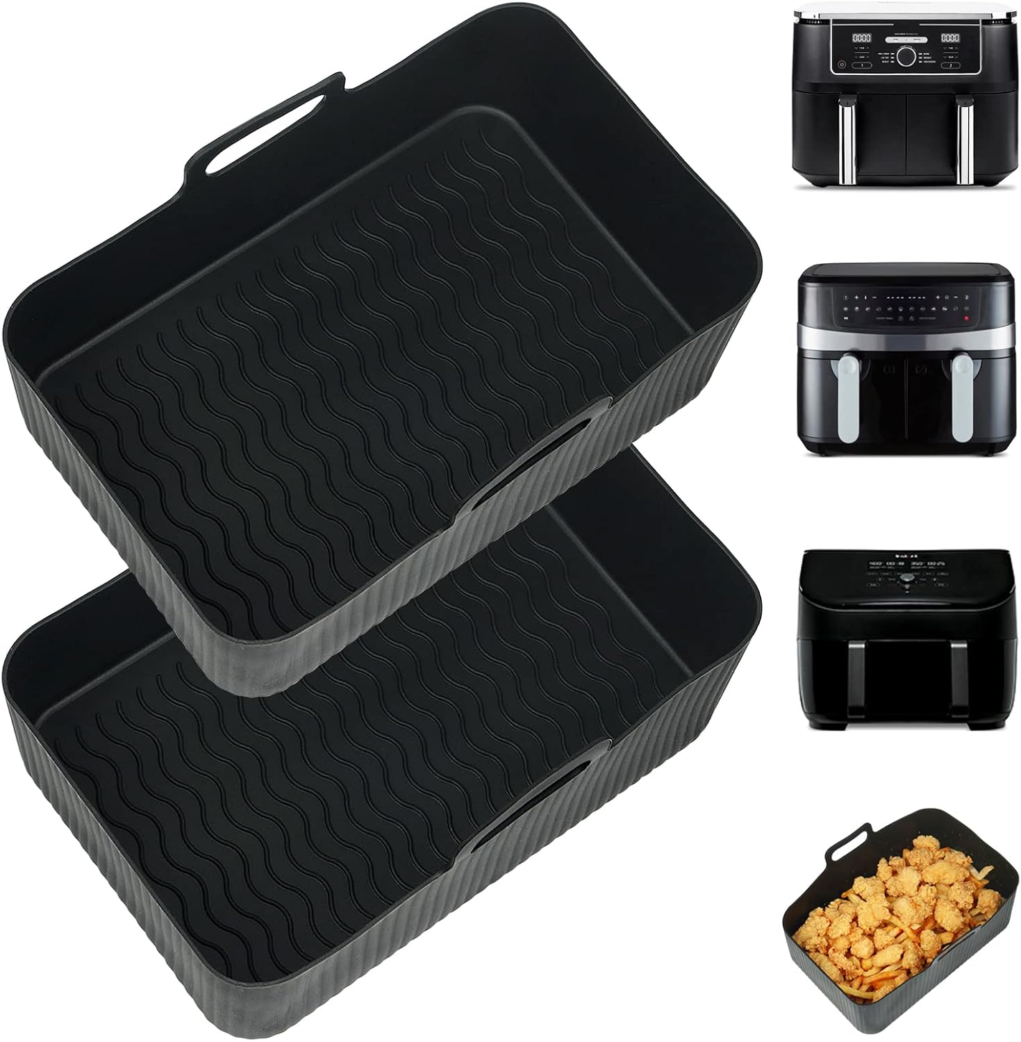 YQL Silicone Air Fryer Liners for Ninja AF451UK/AF400UK/SL400UK 9.5L/Tower T1708...