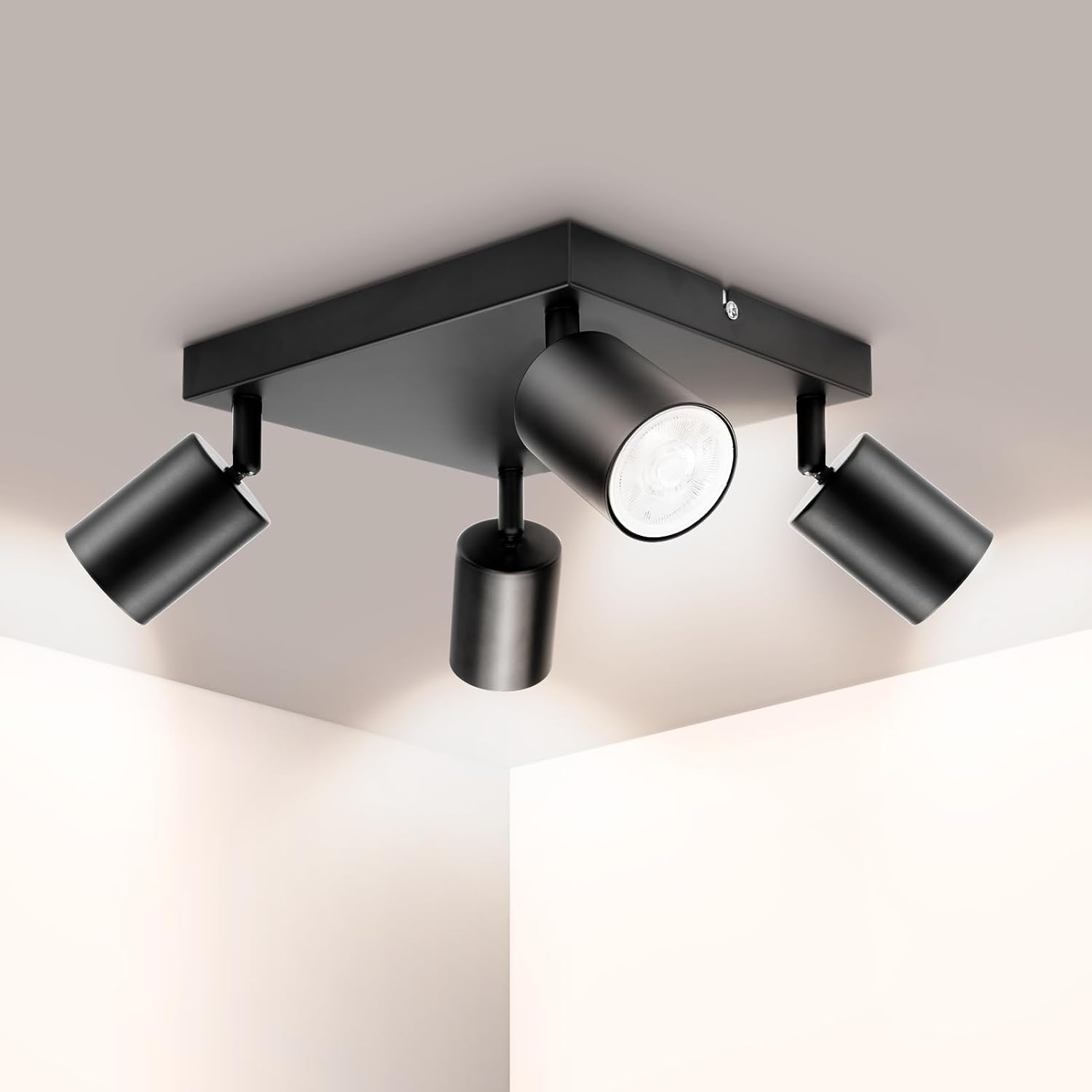 Ketom Adjustable 4 Way Ceiling Spotlight Fitting, GU10 LED Ceiling Light Rotatab...