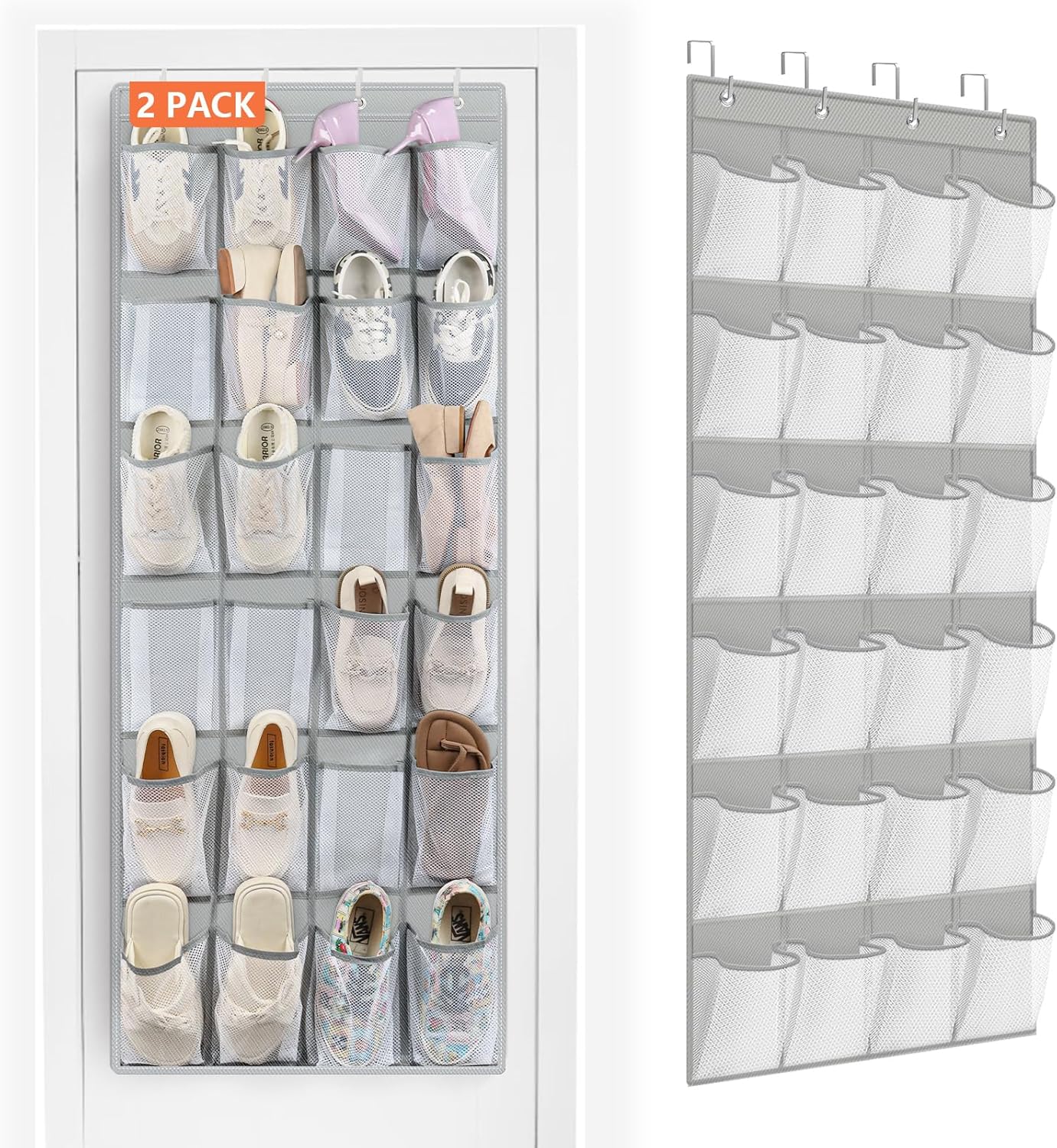 FENTEC 2 Pack Over the Door Shoe Organizer Hanging Shoe Organizer for Closet, Sp...