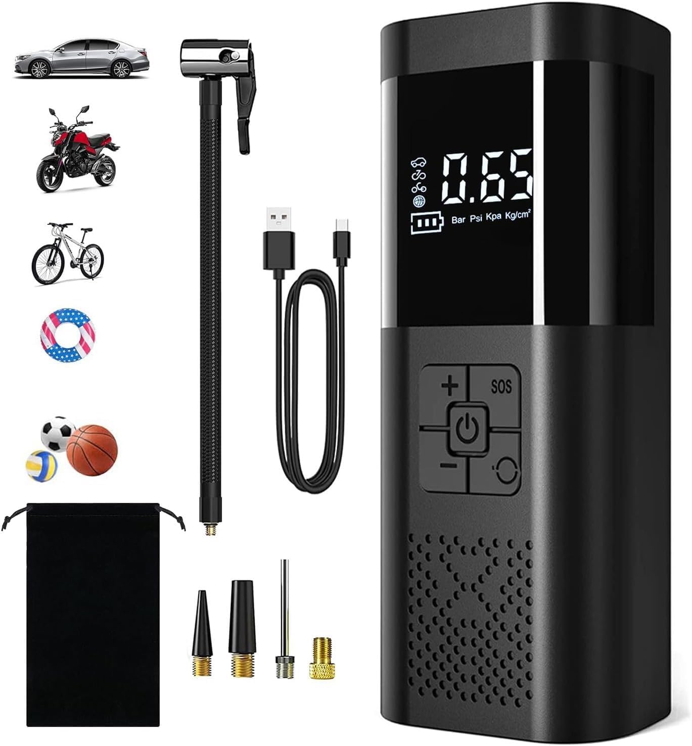 bestyks Portable Tyre Inflator for Car Tyre Inflator 150 Psi Cordless Tyre Infla...