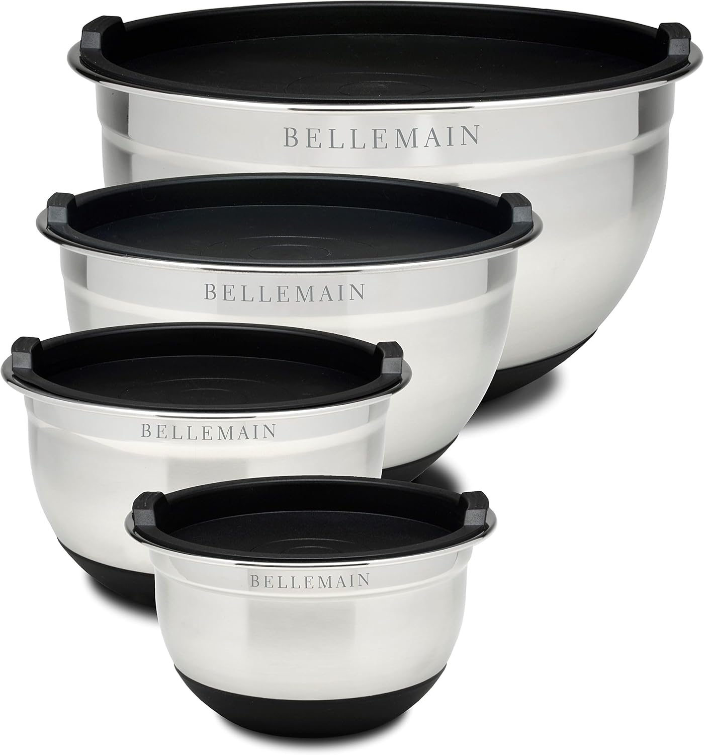 Bellemain Stainless Steel Non-Slip Mixing Bowls with Lids (4-Piece Set) 4 Piece...
