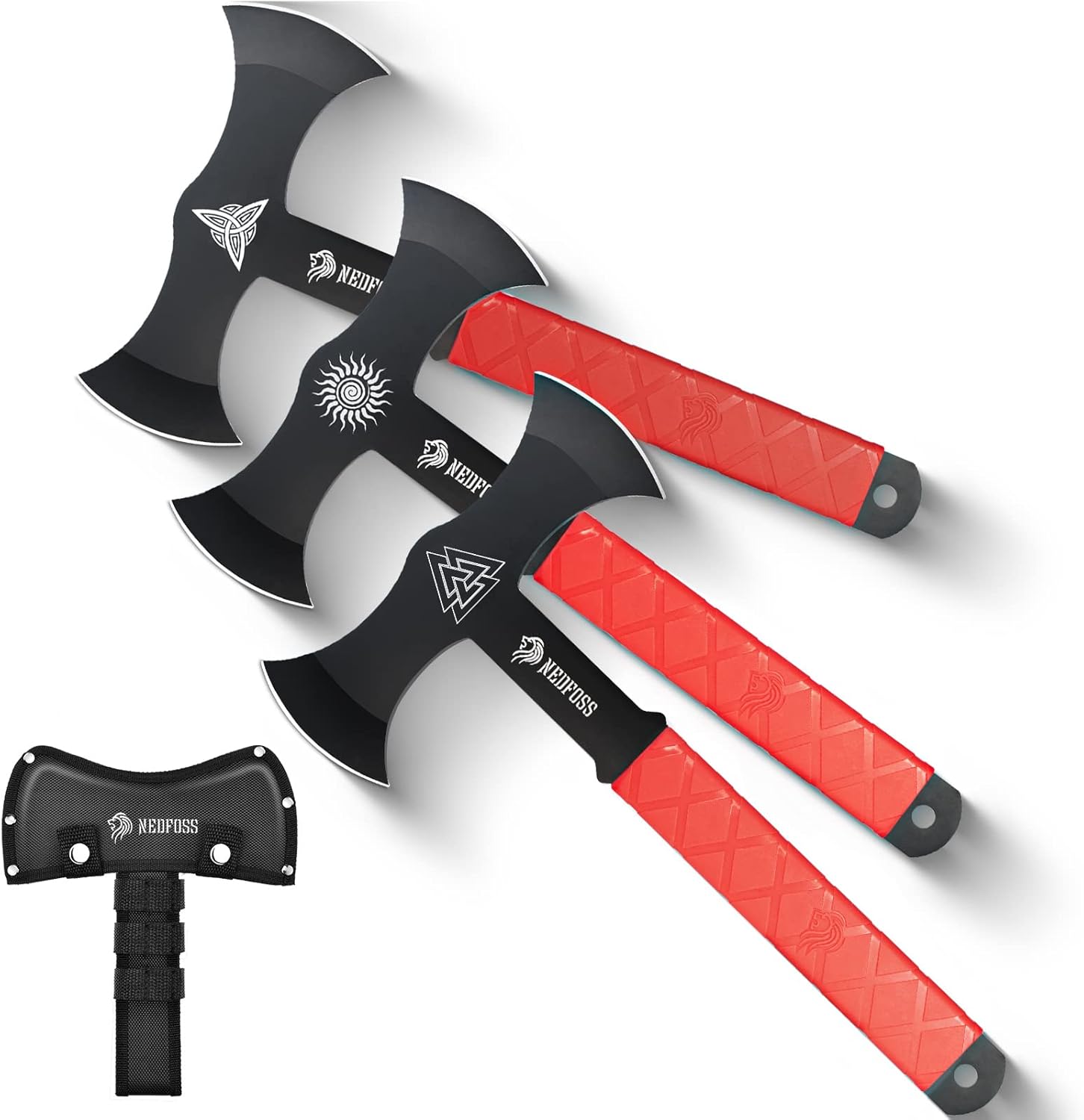 NedFoss Throwing Axes and Tomahawks with Innovative TPR Rubber Handle, 11.9" Ful...