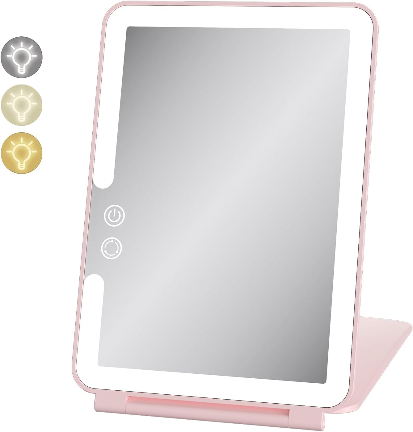 deweisn Folding Travel Mirror Lighted Makeup Mirror with 3 Colors Light Modes, U...