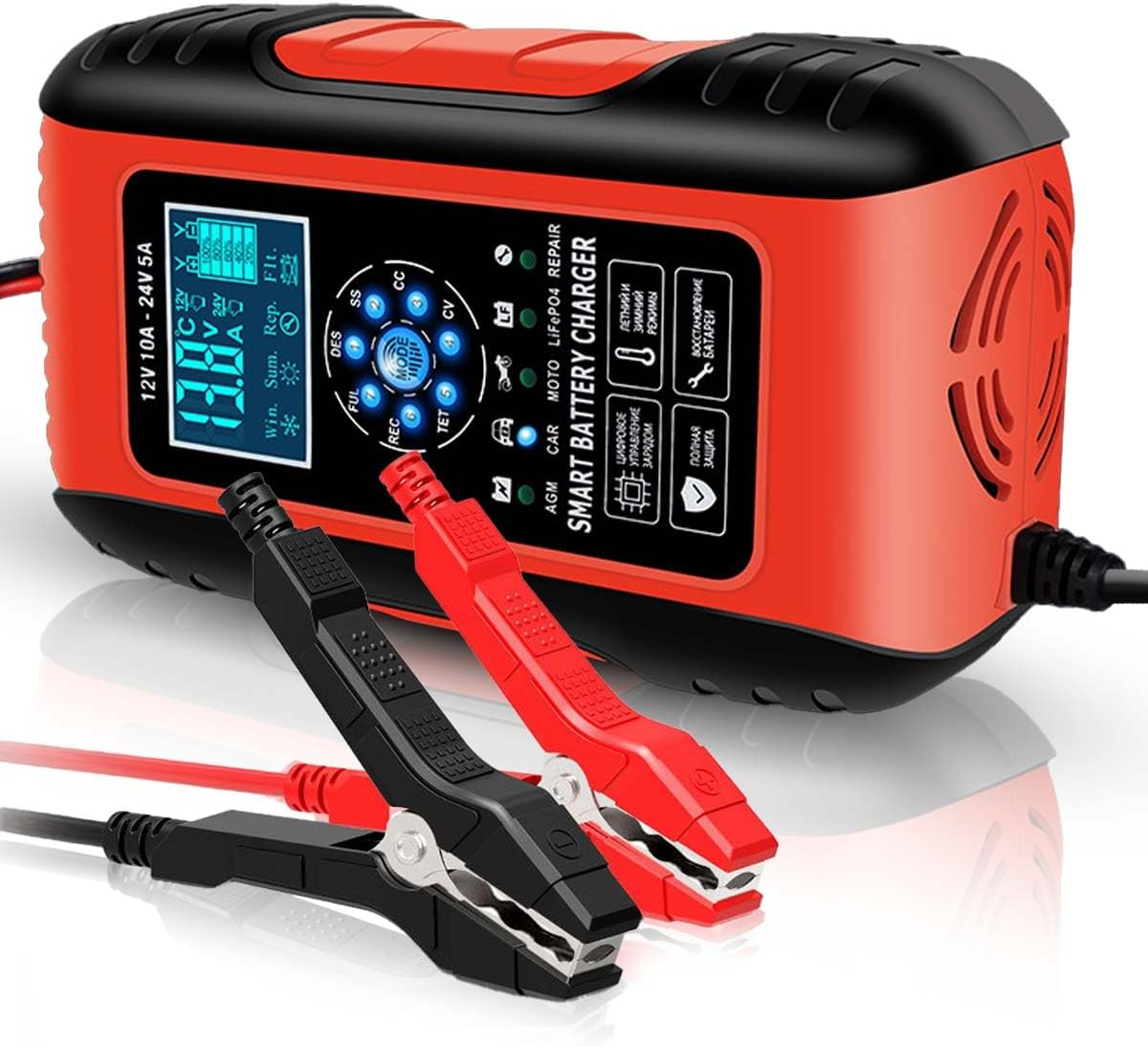 Lulizar 10Amp Car Battery Charger, 12v Battery Charger with LCD Screen, 7 Charge...