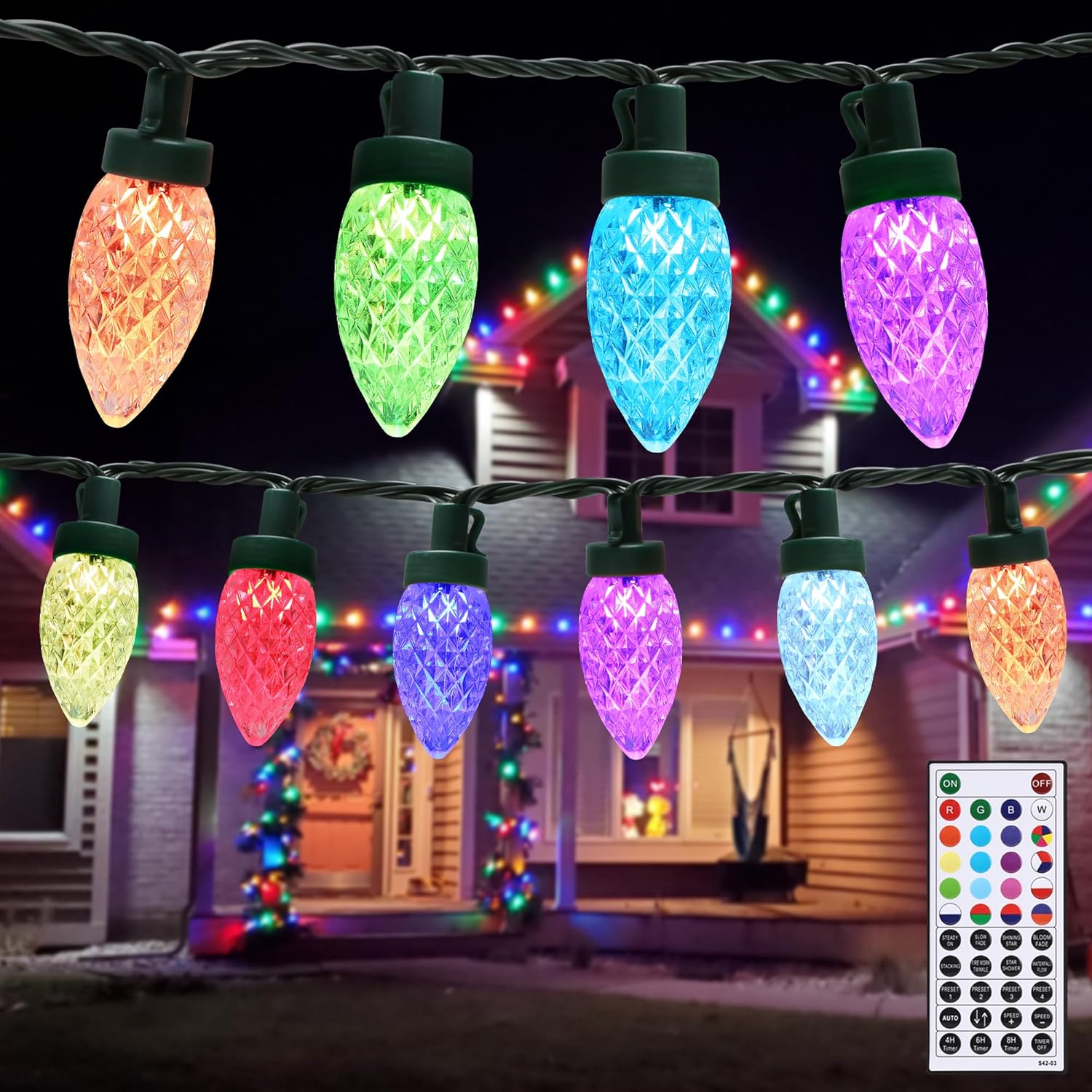 Flacchi C9 Christmas Lights with Remote Control - 64 ft 96 LED Color Changing C9...