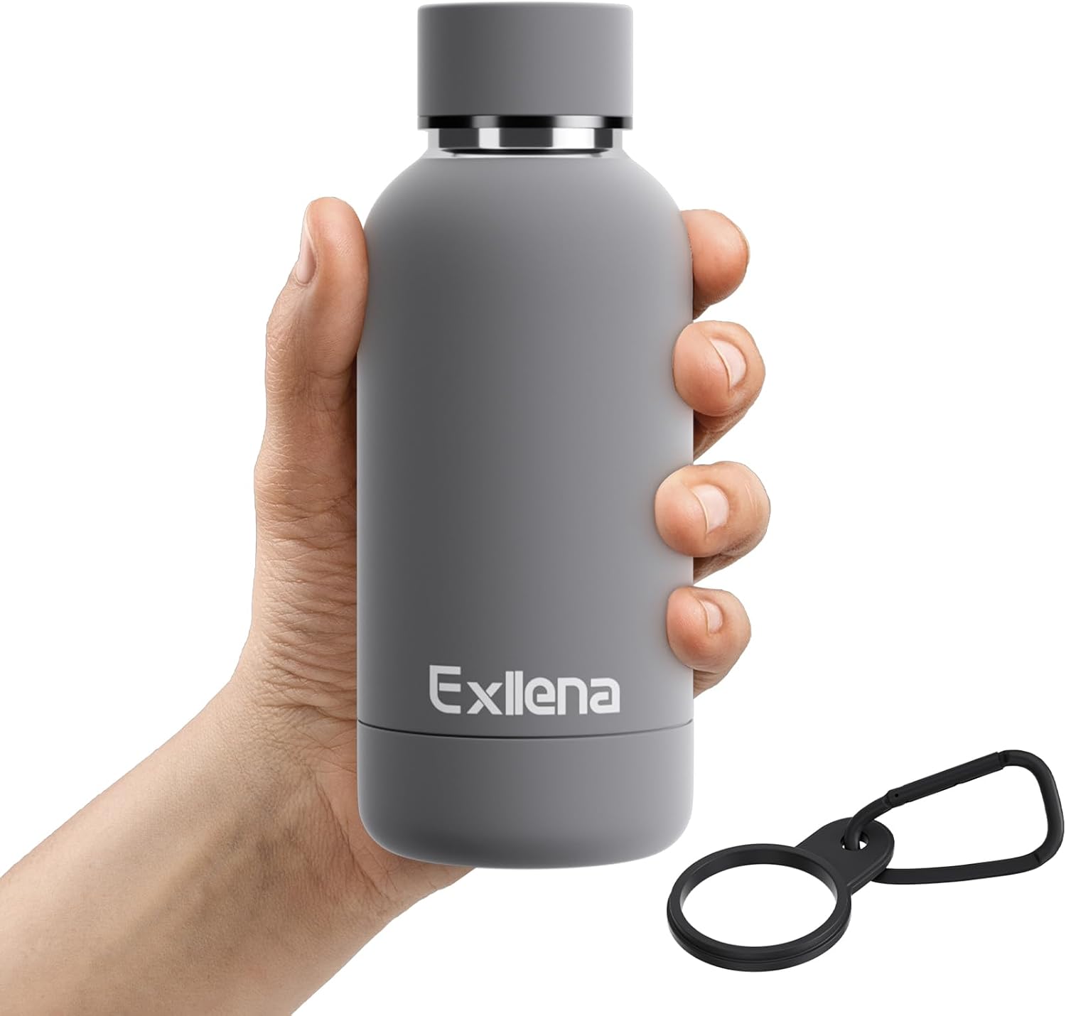 Exllena Small Water Bottle 350ml with Clip, Double Wall Vacuum Small Insulated W...